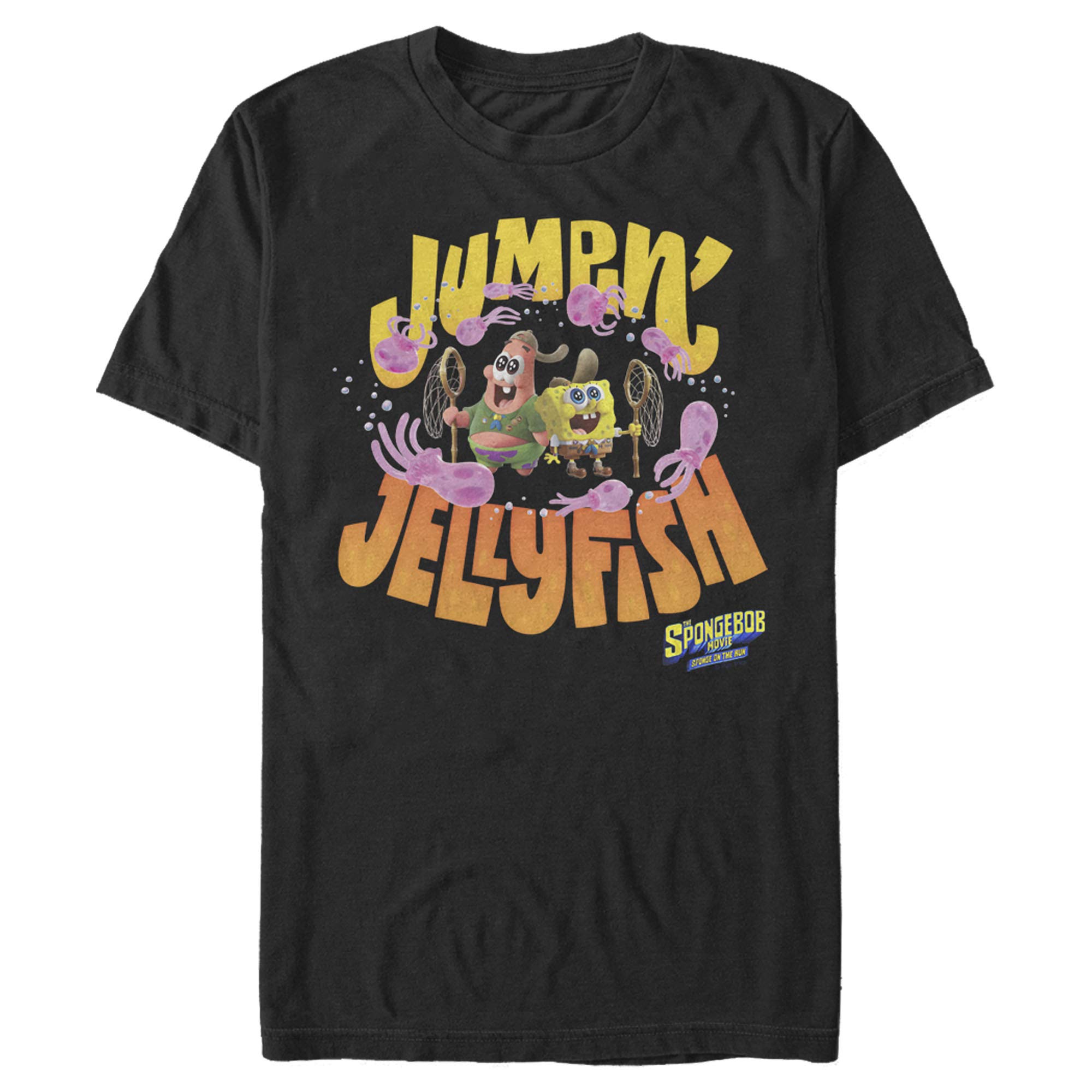 Spongebob Squarepants 'Sponge on The Run' Jumping Jellyfish Graphic T-Shirt for Men | Soft Cotton Casual Tee | Perfect for Beach Outings, Cartoon Lovers & Funny Gift Ideas