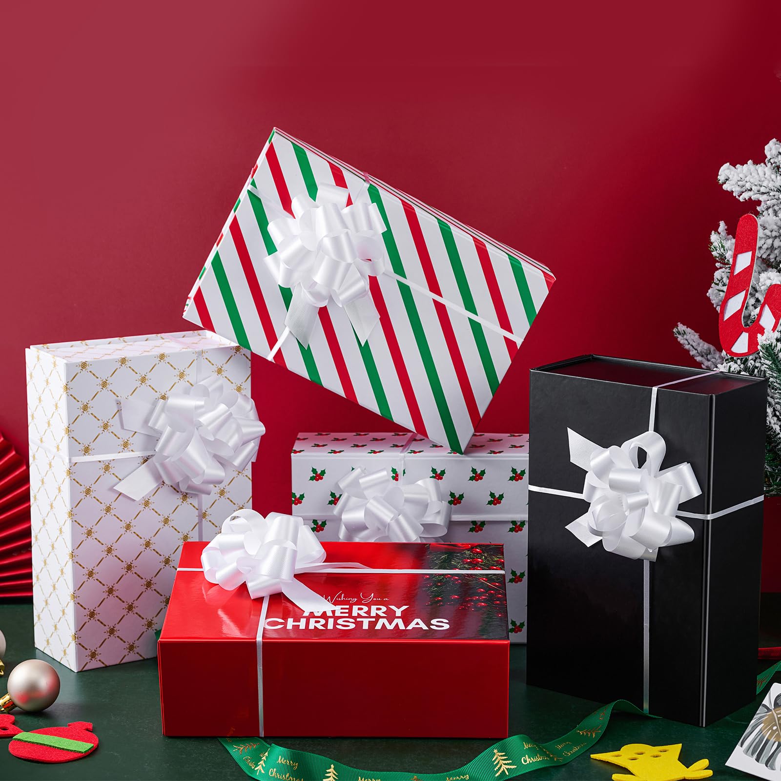 Magnetic Gift Box for Christmas, Birthday & Wedding - Striped Present Packaging for Home & Party Decor