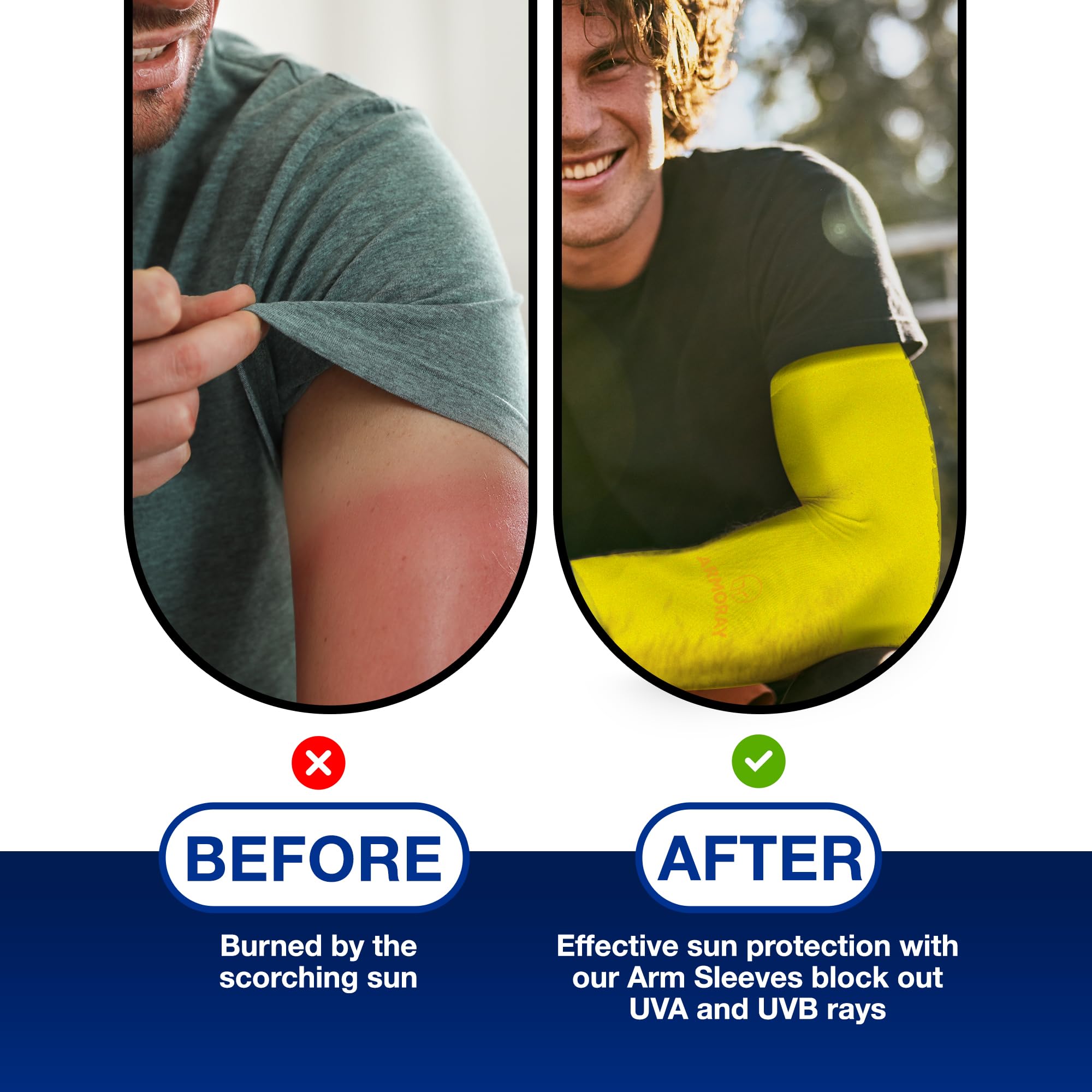 ARMORAY Arm Sleeves for Men & Women - UV Protection Tattoo Cover Sleeves - Breathable Cooling Compression Sports Arm Sleeves for Basketball, Golf, Football - Perfect for Outdoor Activities, Gym Workouts & Sun Protection
