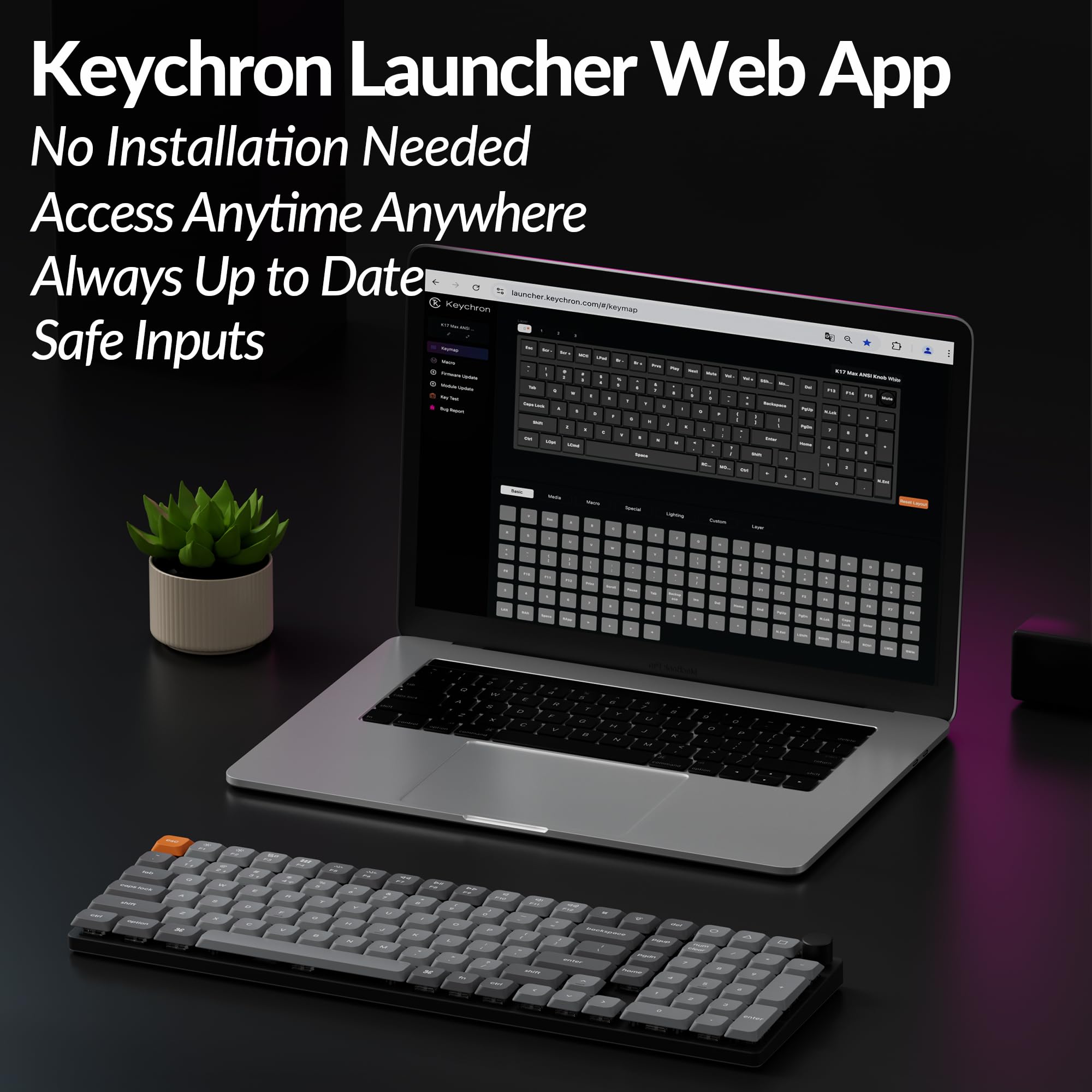 Keychron K17 Max Ultra-Slim Wireless Mechanical Keyboard - QMK/Launcher Programmable, White LED Backlit, Low-Profile Gateron Red Switches, USB Type-C Wired, Compatible with Mac/Windows/Linux - Perfect for Office, Gaming & Programming