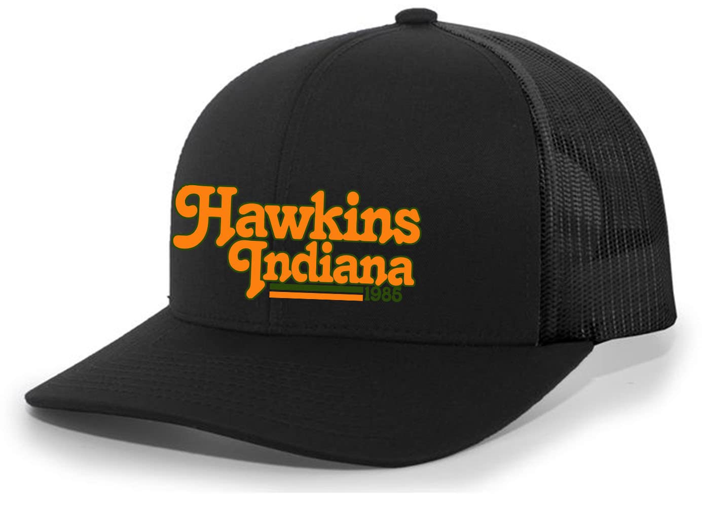 Hawkins Indiana Men's Embroidered Mesh Back Trucker Cap - Vintage Style Baseball Hat for Casual Wear, Outdoor Activities & Fan Merchandise