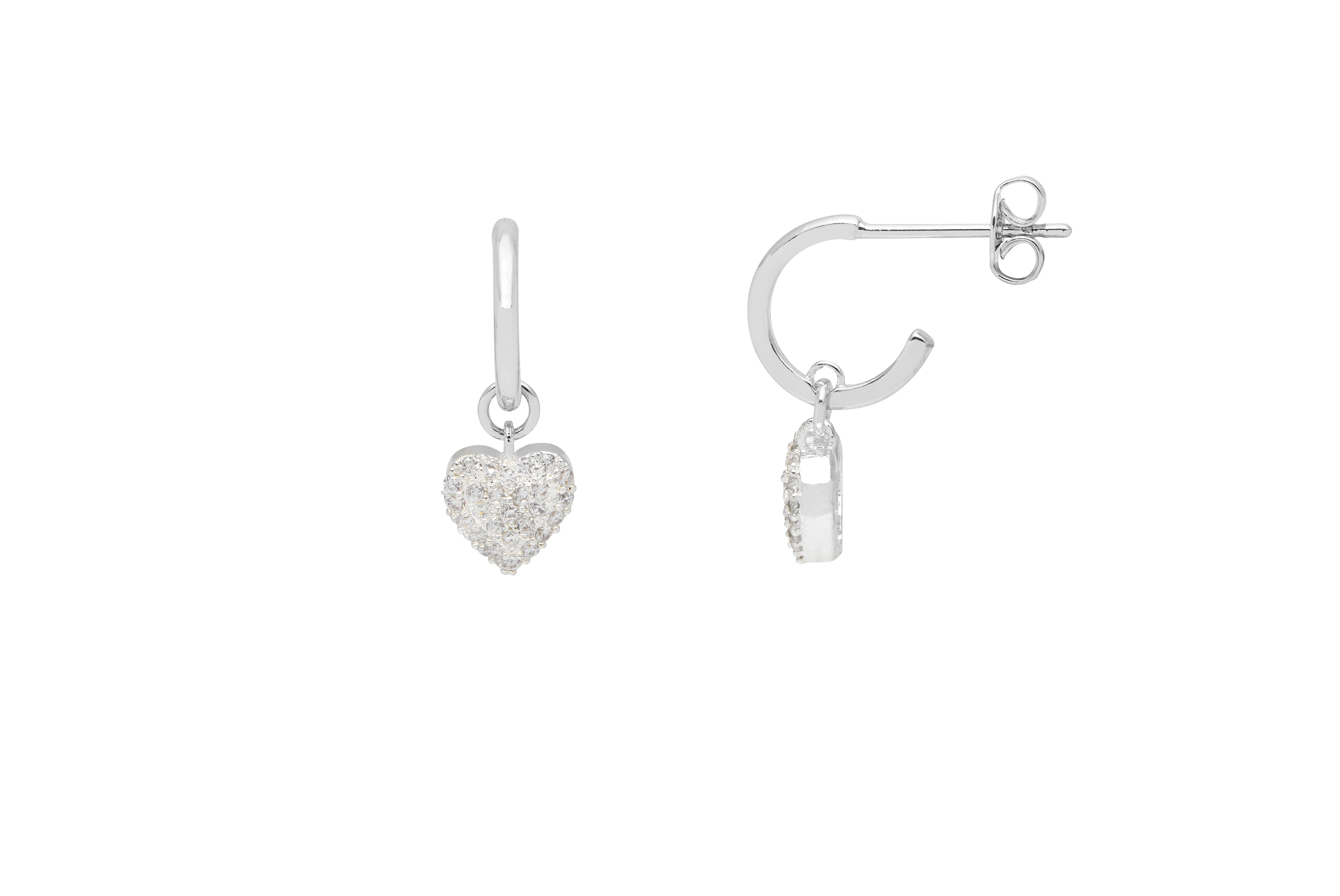 Pave Heart Drop Earrings for Women - 14K Gold Plated Cubic Zirconia Dangle Earrings - Perfect for Valentine's Day, Anniversary & Romantic Date Night