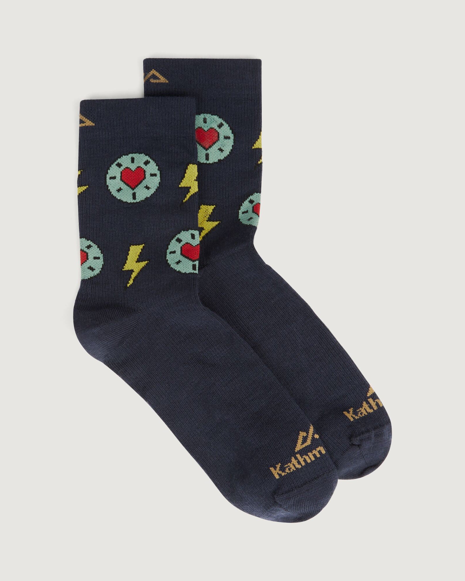 MerinoLINK Federate Socks - Meteor Lightning Heart Print Wool Socks for Men & Women - Comfortable Hiking & Outdoor Activities Socks