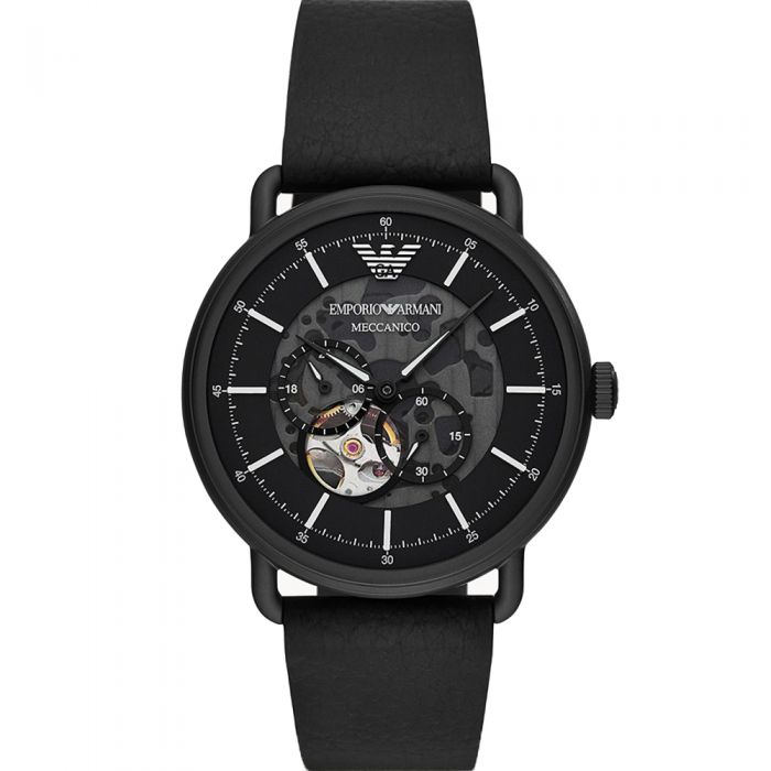 Emporio Armani AR60028 Black Skeleton Automatic Men's Watch - Luxury Fashion Timepiece for Business, Formal & Casual Wear