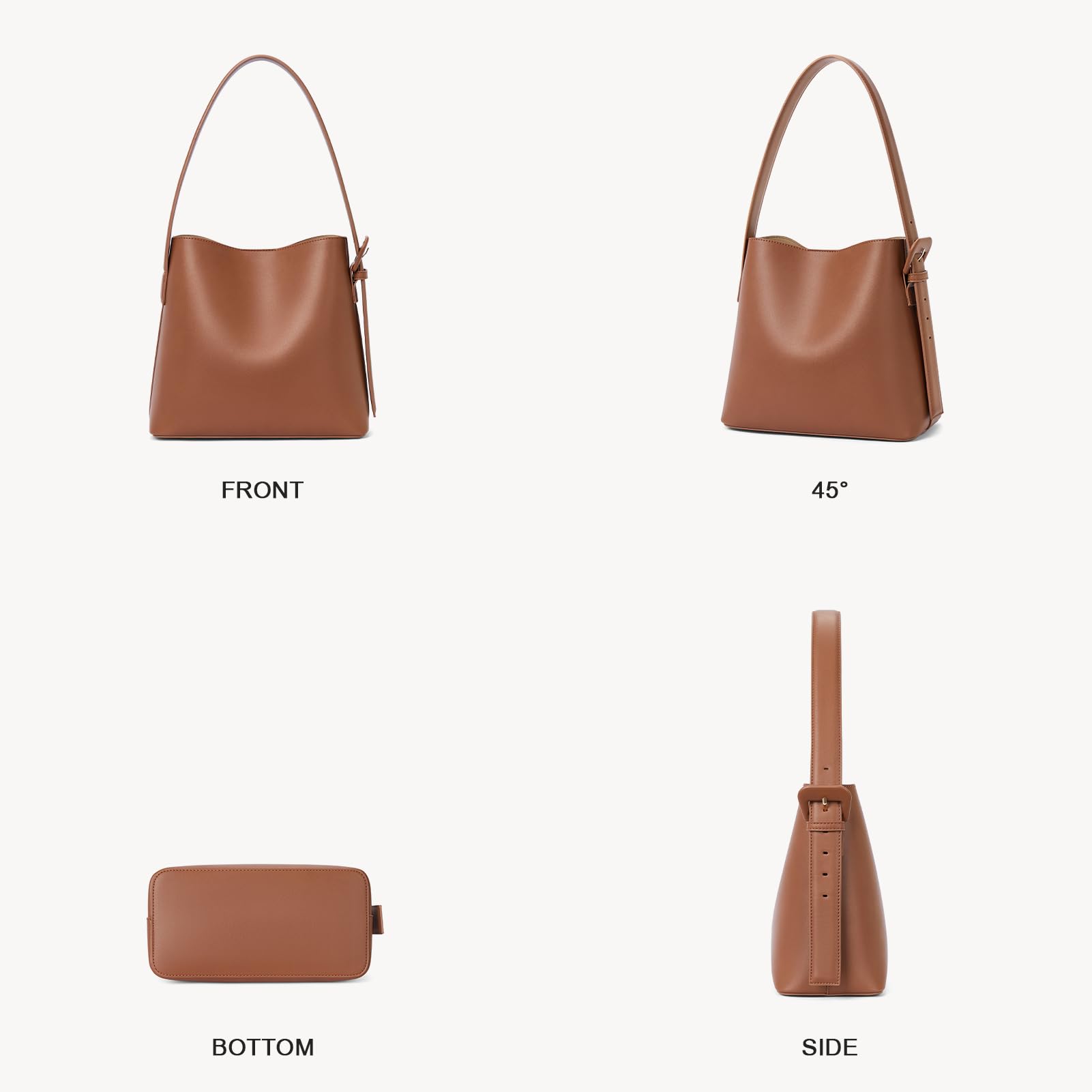 BOSTANTEN Vegan Leather Bucket Bag for Women - Adjustable Shoulder Strap, Trendy Handbag for Work, Travel & Everyday Use