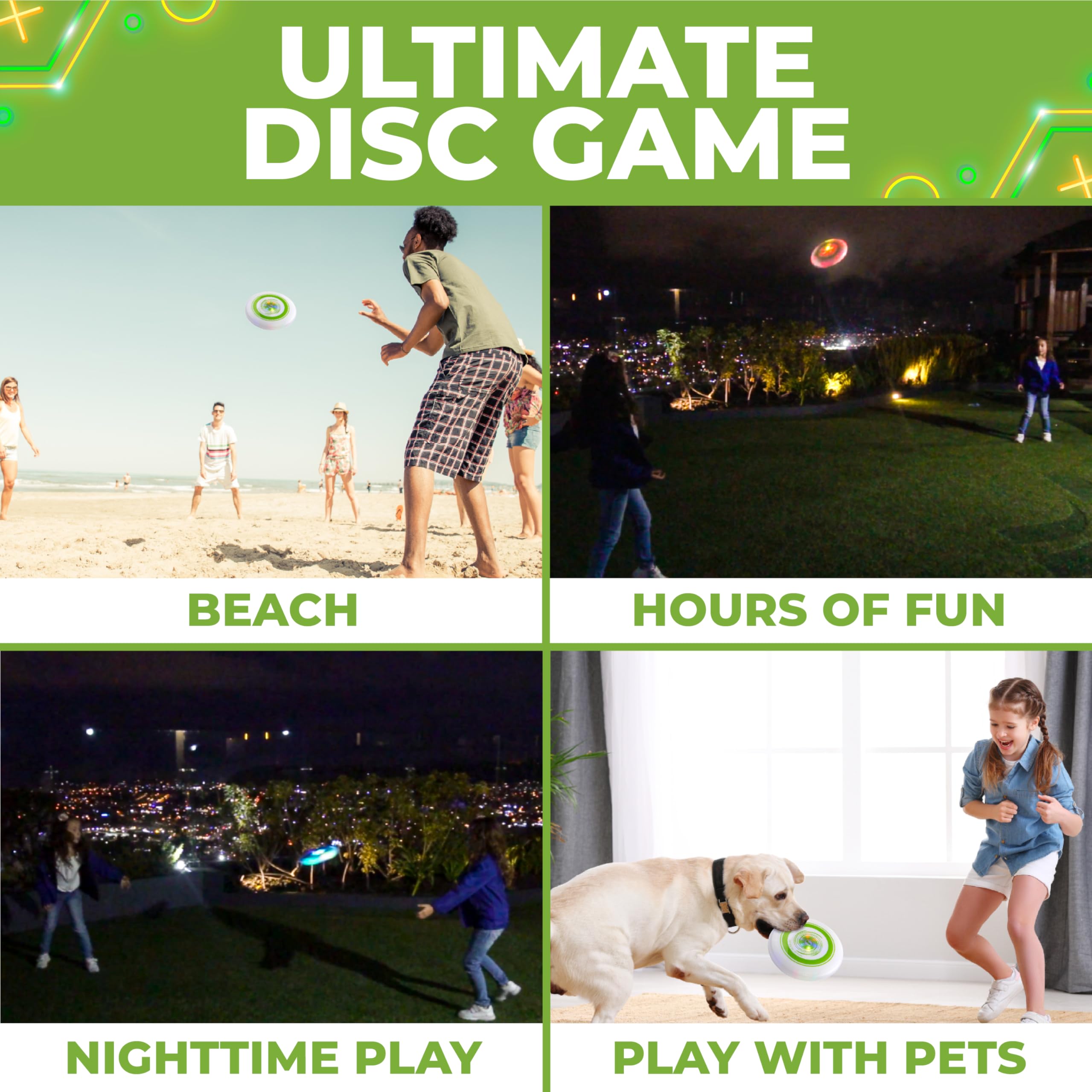 LED Light Up Flying Disc - Glow in The Dark Frisbee for Outdoor Play, Camping & Birthday Parties | Fun Light-Up Toy for Kids, Adults & Family Games (175g) - Perfect for Nighttime Backyard Fun, Beach Activities & Park Adventures