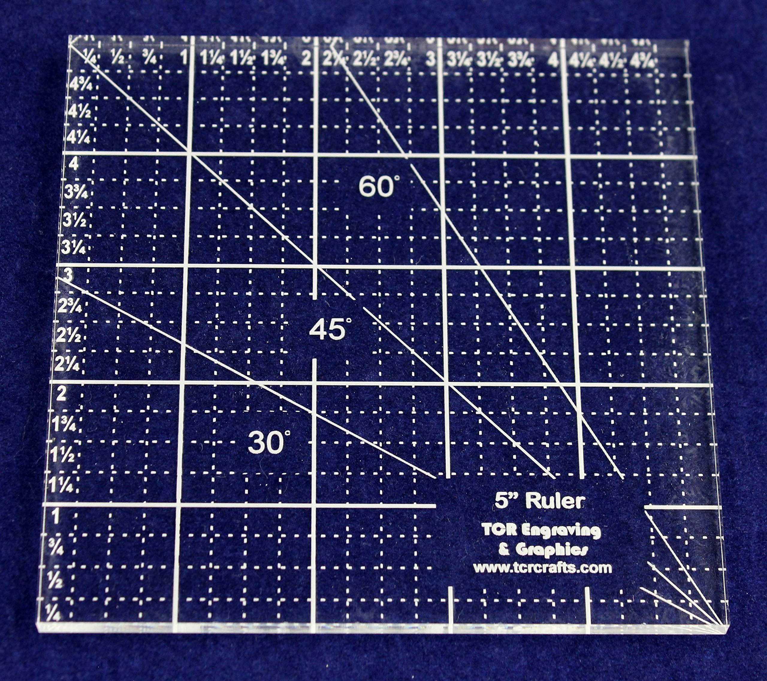 5 Inch Square Acrylic Quilting Ruler with 1/4 Inch Markings - Engraved Measurements on Back - Perfect for Sewing, Patchwork & Craft Projects - Essential Tool for Quilters & DIY Enthusiasts