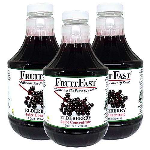 FruitFast 100% Pure Elderberry Juice Concentrate (32 fl oz, Pack of 4) - Unsweetened, Non-GMO, Gluten Free, All Natural Immune Support Supplement | Boosts Immunity, Rich in Antioxidants | Perfect for Smoothies, Teas & Wellness Shots