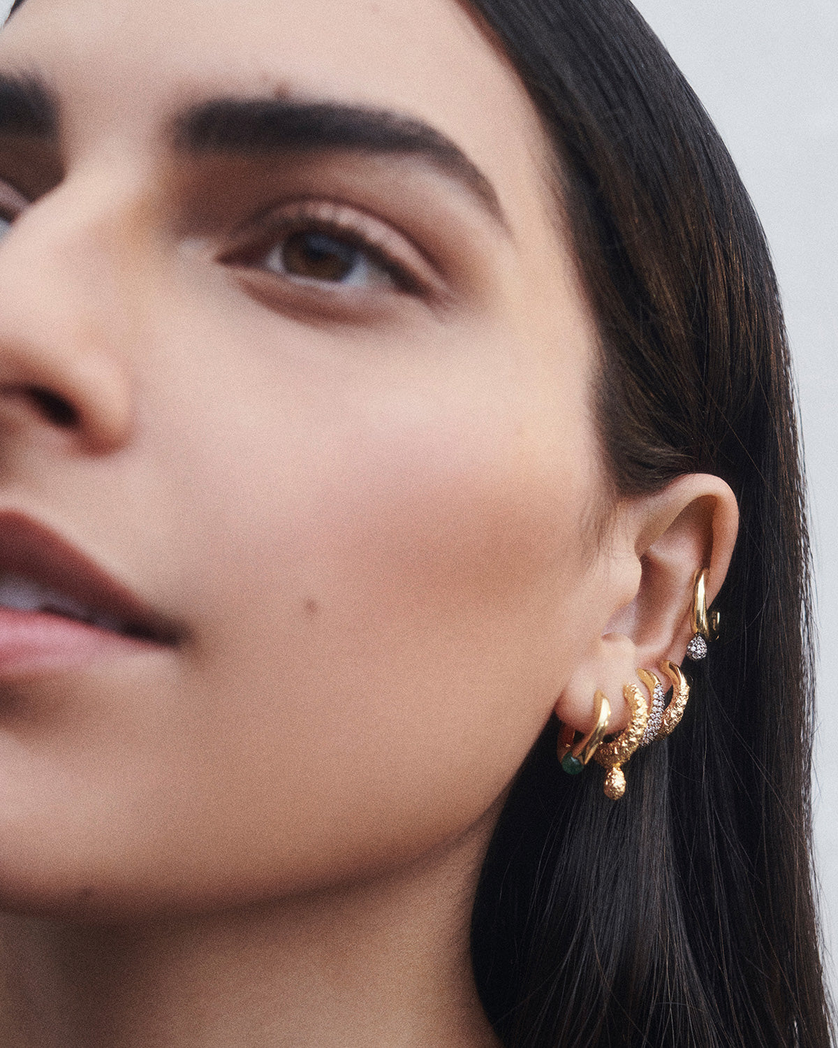 GRID 5 Pavé Lava Single Hoop Earrings for Women - Sterling Silver Minimalist Dainty Jewelry - Perfect for Everyday Wear, Date Nights & Special Occasions
