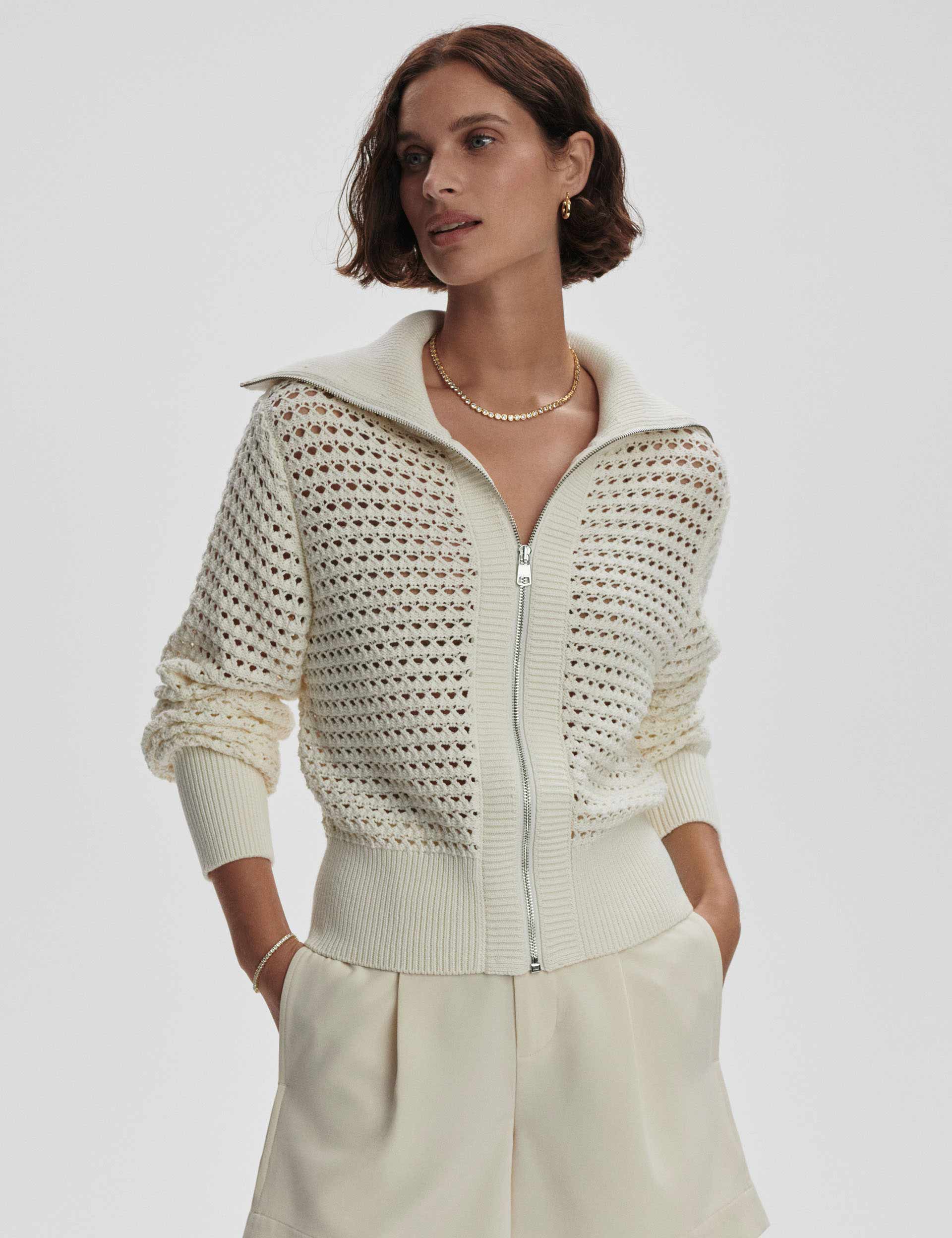 Eloise Zip Through Knit Sweater - Women's Lightweight Pullover Cardigan for Fall & Winter | Perfect for Office, Casual Outfits and Layering