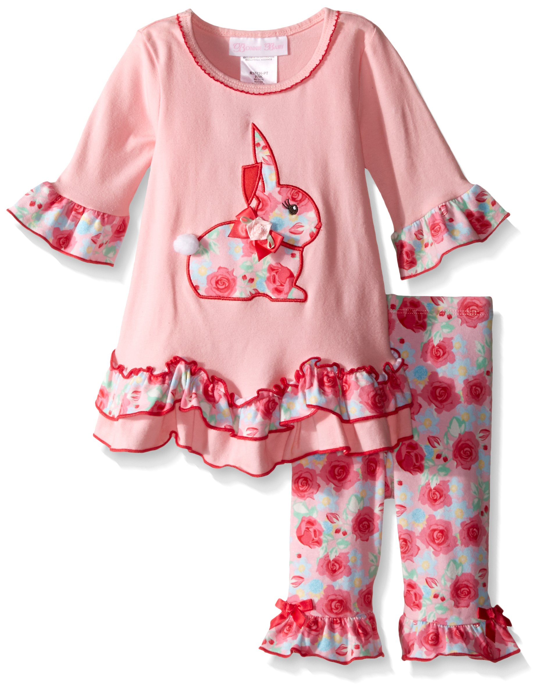 Bonnie Baby Girls Floral Bunny Playwear Set for Playdates & Parties