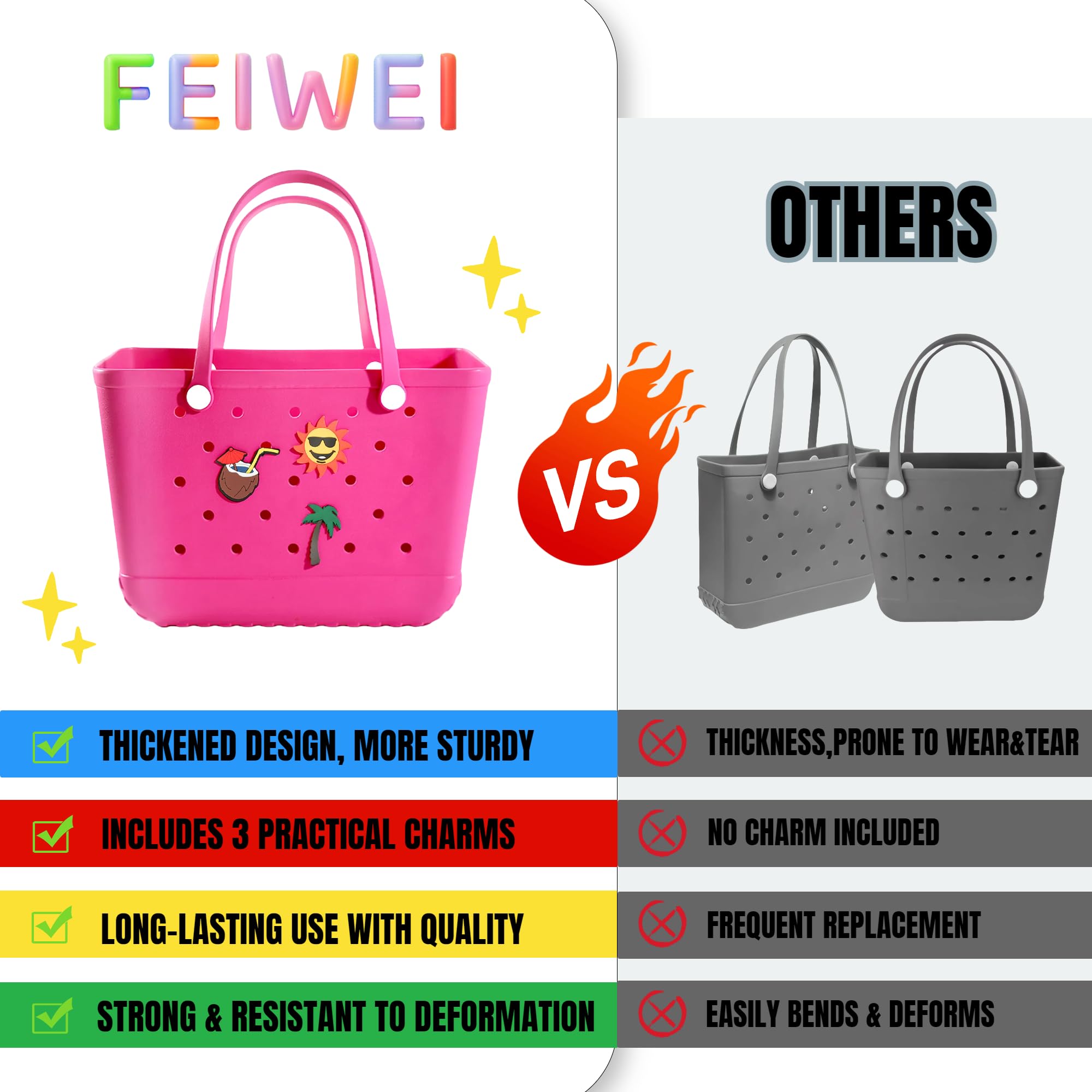 Waterproof Washable Rubber Beach Tote Bag for Women - Lightweight Sandproof Pool & Beach Handbag - Perfect for Swimming, Travel, Shopping & Outdoor Activities