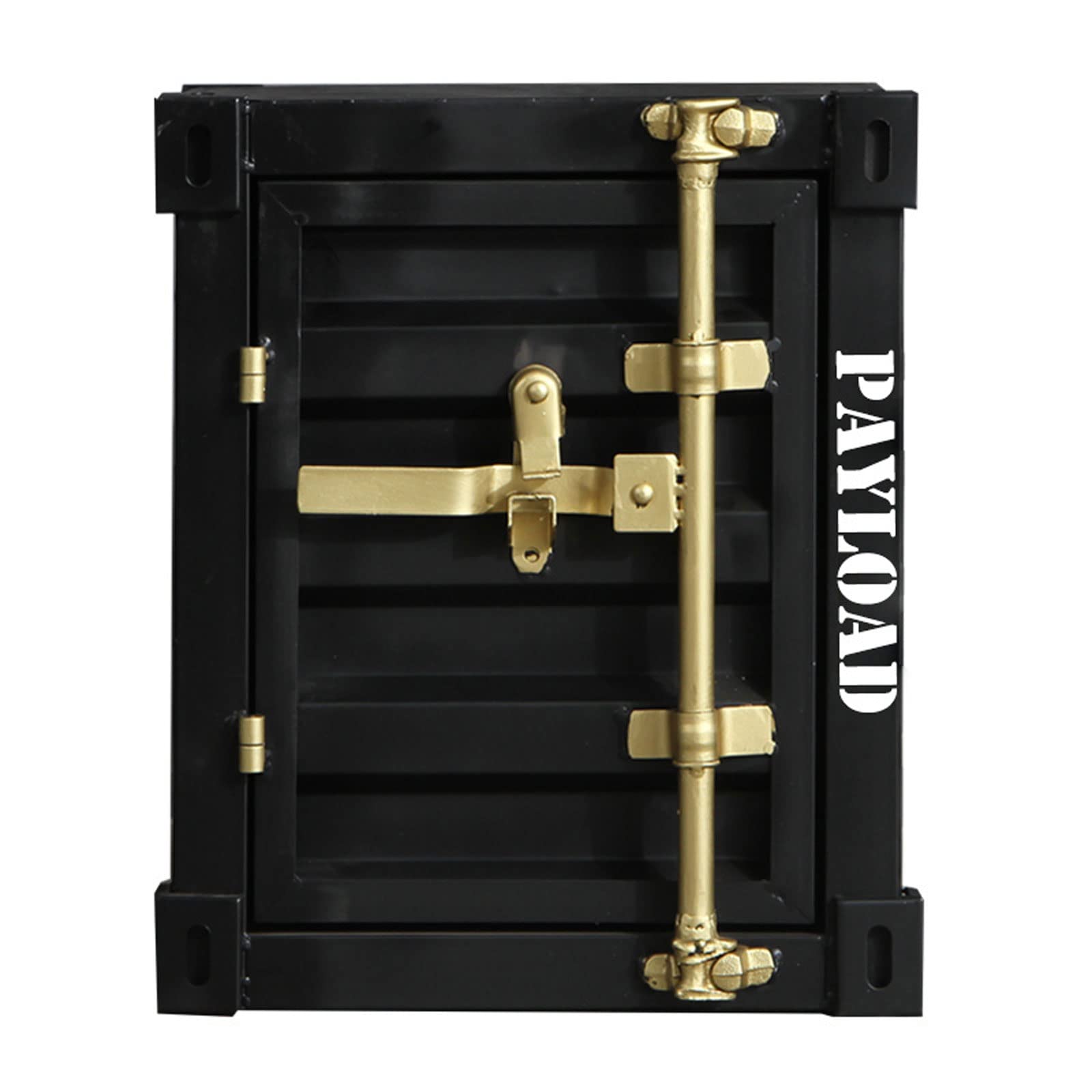 Industrial End Table with Storage - Black Gold Wrought Iron Side Table, Bedside Nightstand, Small Cabinet (40x38x48cm) for Living Room, Bedroom, Office & Dorm Decor