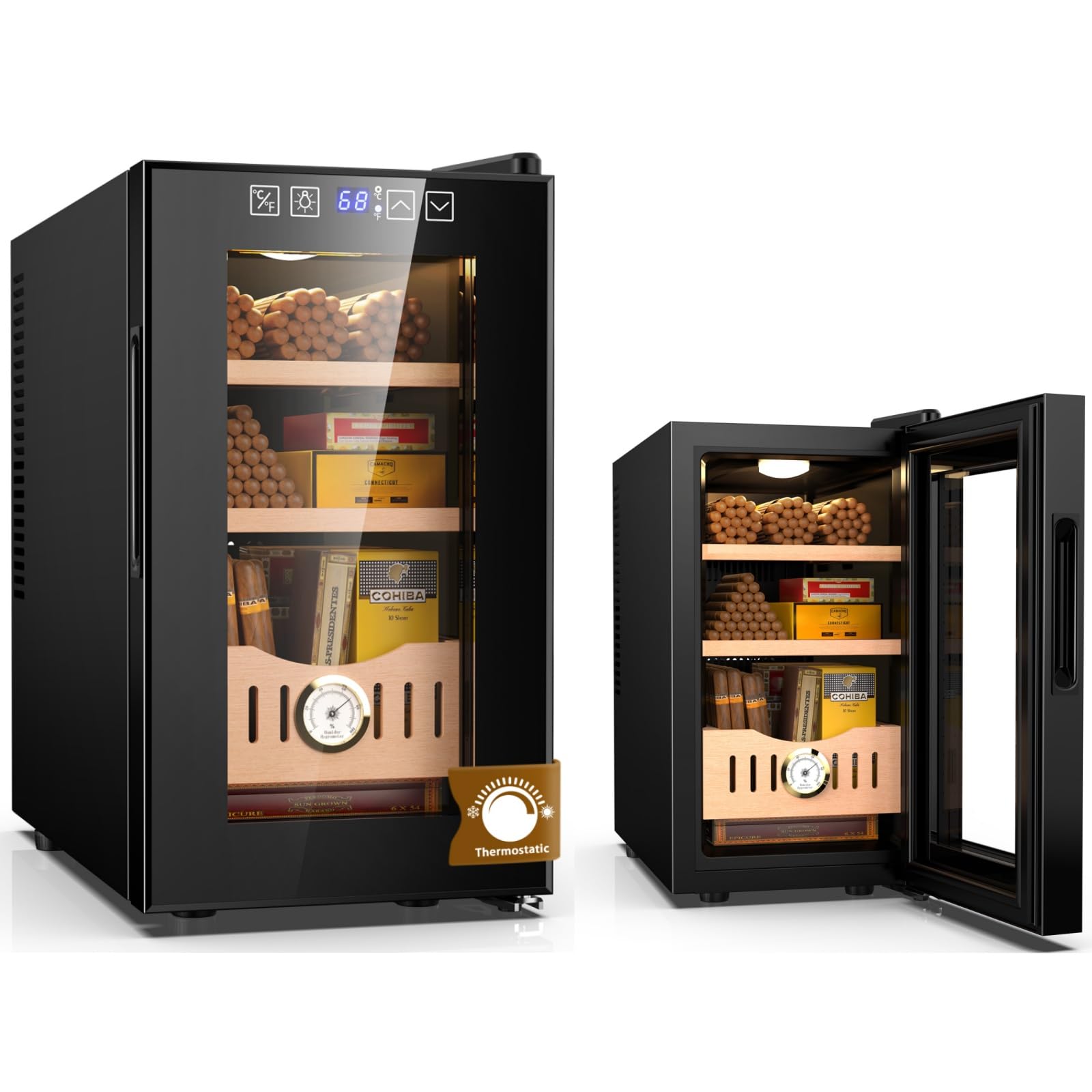 Premium Electric Storage Cabinet with Spanish Cedar Drawers & Trays - Digital LED Display - 200-Capacity - Perfect for Men's Gifts & Cigar Storage - Ideal for Home, Office & Luxury Collections