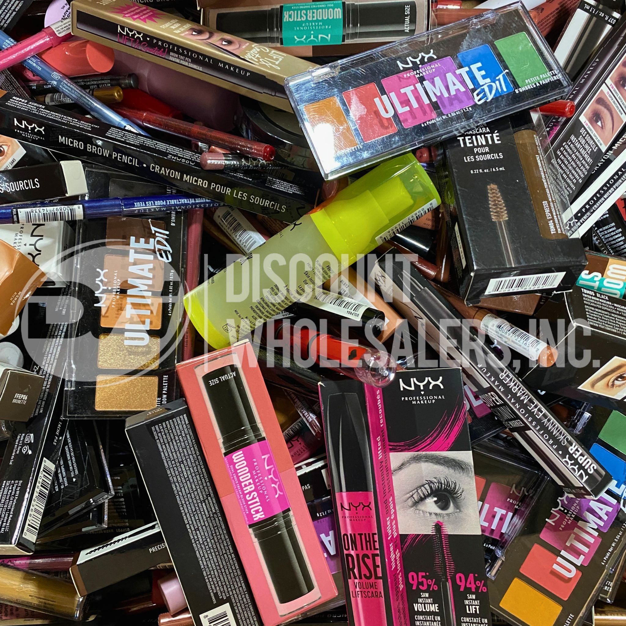 NYX Professional Makeup Assorted Lot - 100 Pcs Eyeshadow, Eyeliner, Lipstick & Blush Set for Professional Makeup Artists & Beauty Enthusiasts - Perfect for Makeup Kits, Salon Use & Personal Beauty Collection