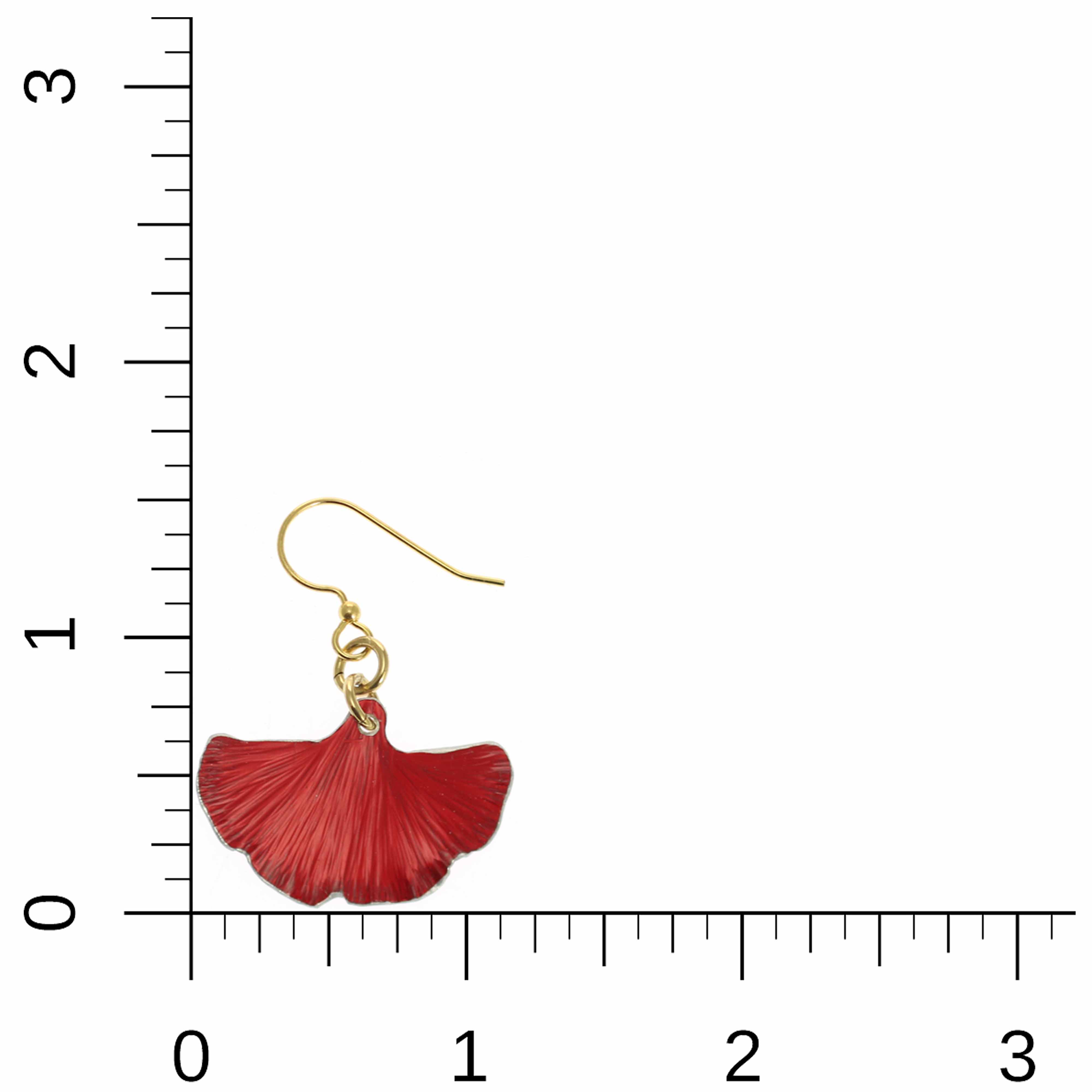 Small Red Ginkgo Leaf Anodized Aluminum Earrings for Women - Lightweight Dangle Earrings for Everyday Wear, Office, Date Night & Special Occasions
