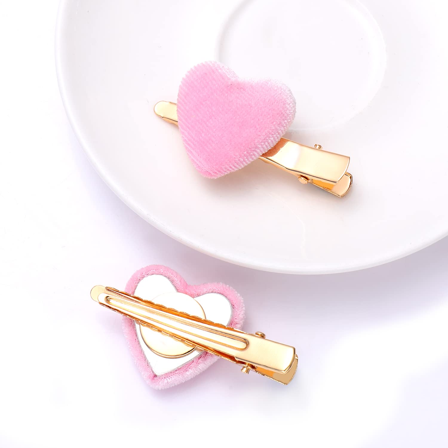 8PCS Velvet Heart Hair Clips for Women & Girls - Valentine's Day Hair Accessories Gift Set (Red) - Perfect for Parties, Weddings & Everyday Styling