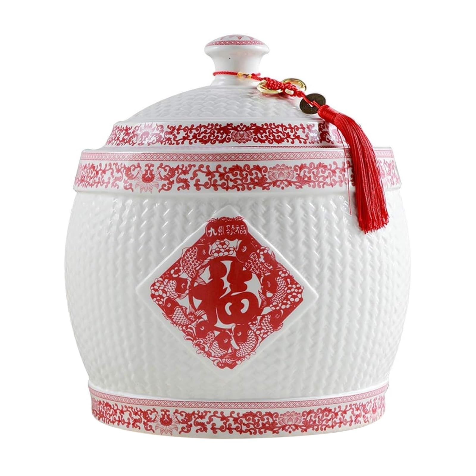 Premium Ceramic Rice Dispenser - 5KG Large Capacity Airtight Grain Storage Container for Rice, Flour & Dry Food - Perfect for Kitchen, Pantry & Bulk Food Organization