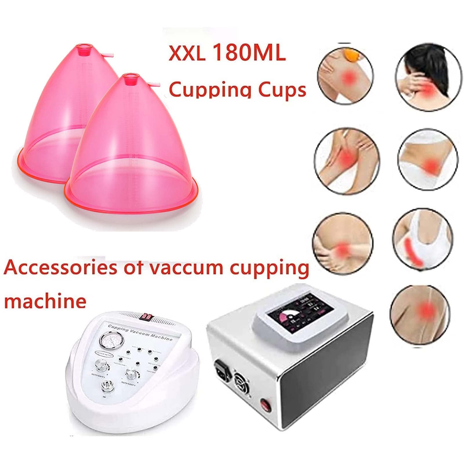**180ml/21cm Vacuum Cups for Buttock Lift & Body Massage - Vacuum Therapy Accessories for Body Shaping & Cellulite Reduction (Pack of 1) - Perfect for Home Spa & Professional Use**