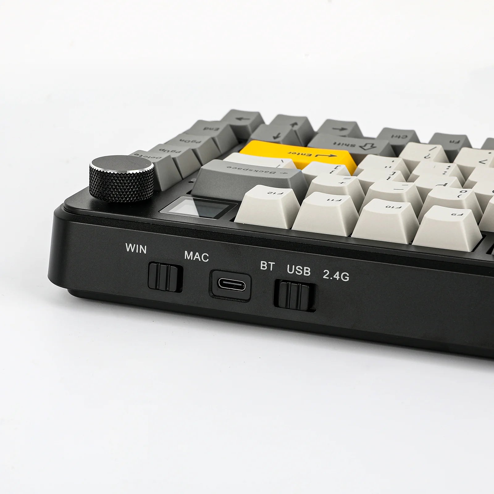 AJAZZ AK820 MAX RGB Mechanical Keyboard - Black Gray Yellow, Magnetic Switch, Wired & Wireless Gaming Keyboard with OLED Screen | Perfect for Gaming, Office Work, and Typing Enthusiasts