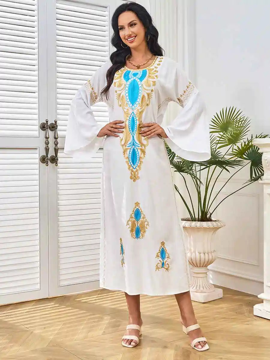 Elegant Eid Caftan Dress for Women - Floral Embroidery Kaftan #25284 - Perfect for Eid Celebrations, Parties & Special Occasions
