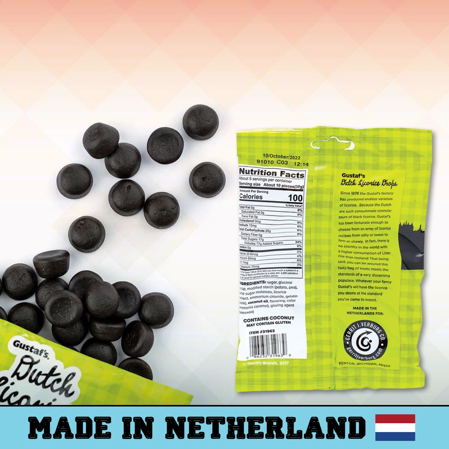 Gustaf's Dutch Licorice Drops 2-Pack (5.29 oz Each) | Authentic Imported Dutch Candy | Soft Licorice Sweets with Travel Bags - Perfect for Snacking, Gifts & On-the-Go Treats