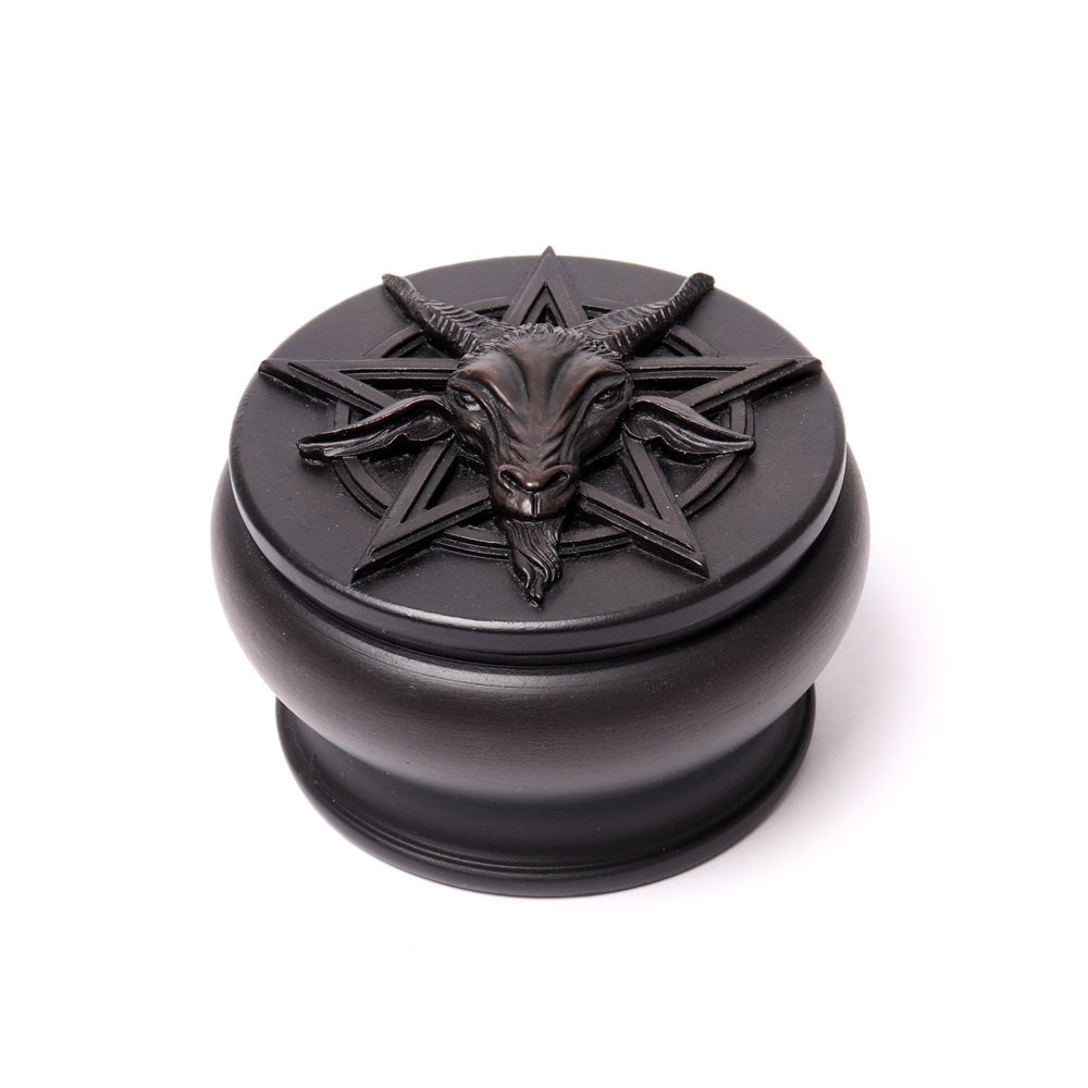 Baphomet Pentagram Box - Gothic Occult Jewelry Storage & Display Case for Wiccan Altar, Witchcraft Supplies, and Dark Aesthetic Decor