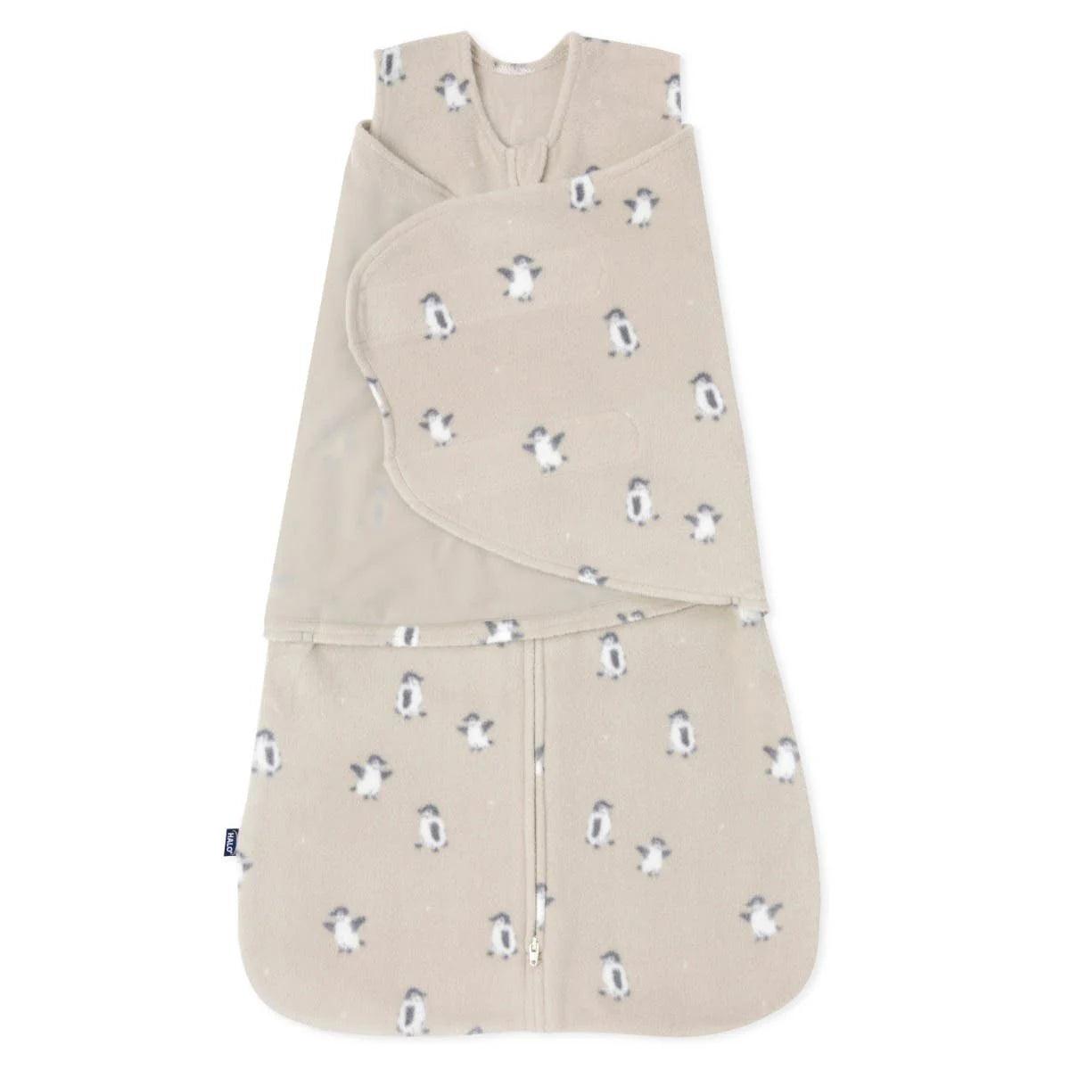 Halo Sleepsack Micro Fleece Penguin Pals 3.0 TOG Baby Swaddle Blanket - Soft & Warm Winter Wear for Newborns & Infants - Perfect for Nursery, Bedtime & Cold Weather Comfort