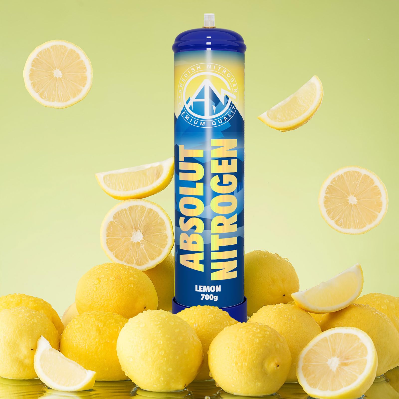 Premium Whipped Cream Dispenser - 1.1L Food Grade Stainless Steel Cream Whipper with 700g Nitrous Oxide Chargers (6 Lemon Flavor) - Perfect for Desserts, Coffee Toppings & Home Baking