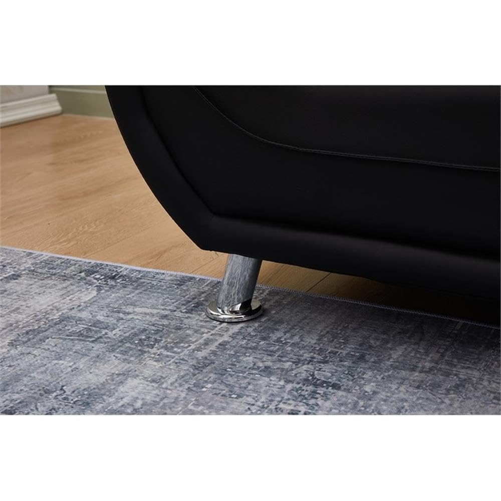 Stylish Faux Leather Living Room Chair - Black & Grey Modern Accent Chair for Home Office, Lounge, or Reading Nook