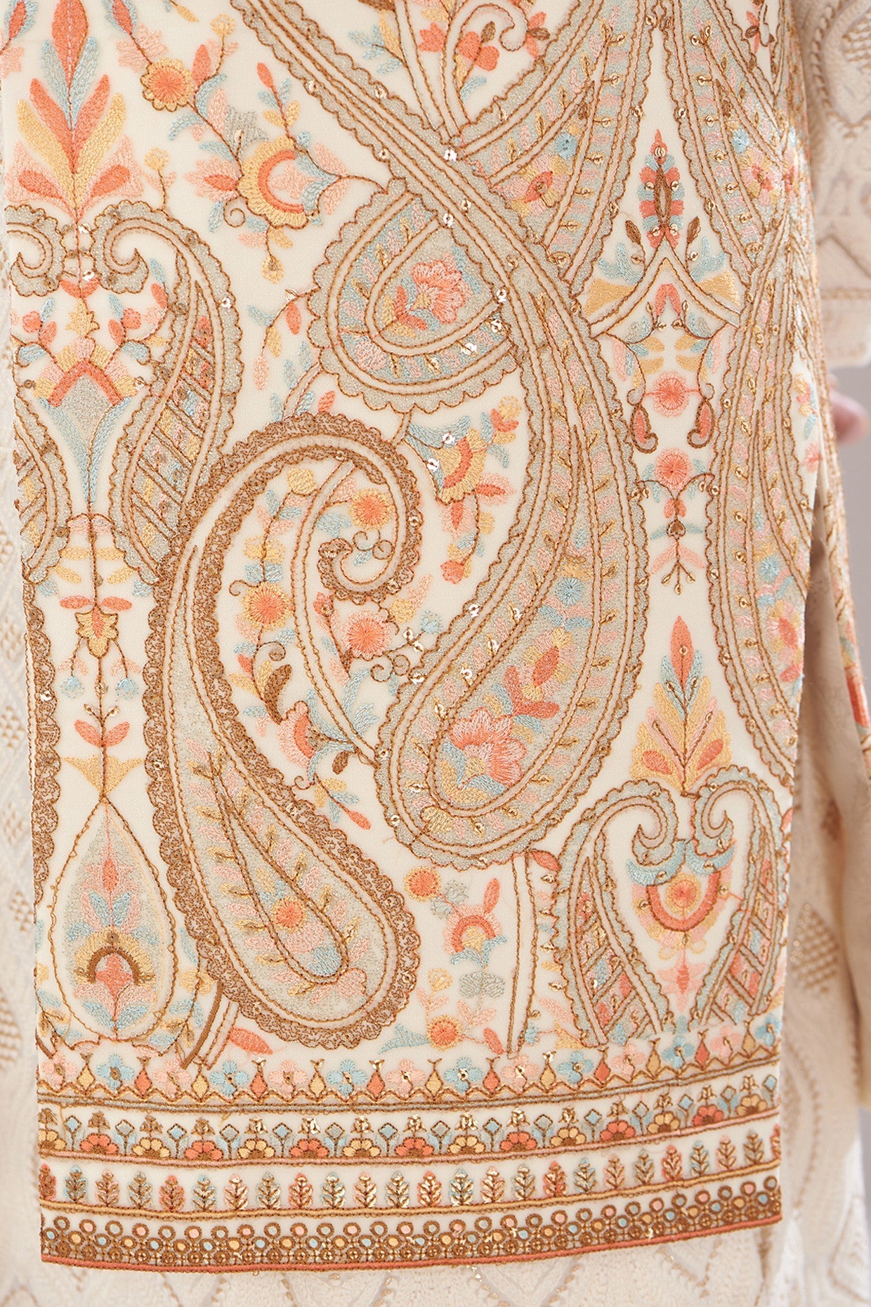 Ivory Embroidered Georgette Indo-Western Jacket for Women - Perfect for Weddings, Parties & Festive Occasions