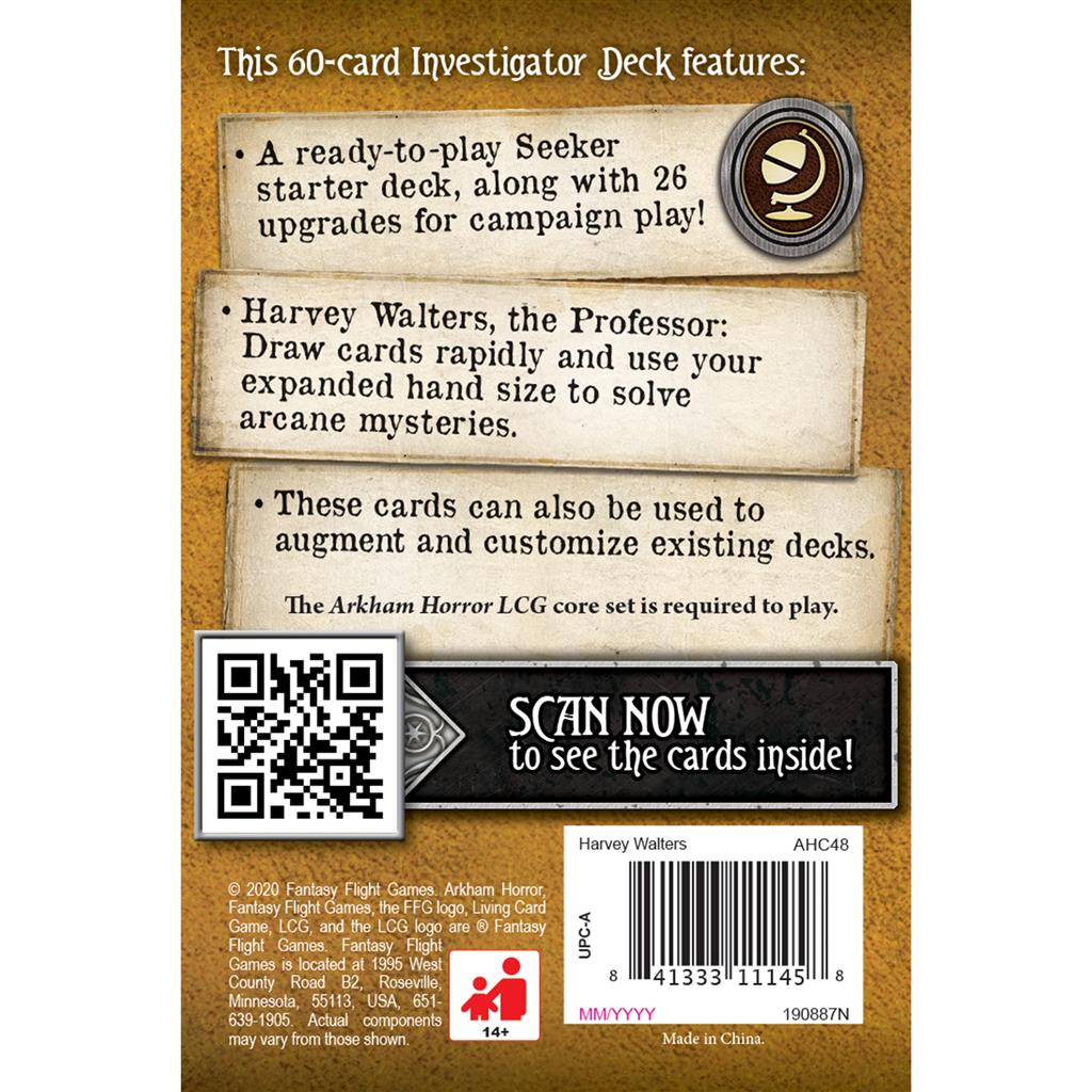 Arkham Horror LCG: Harvey Walters Investigator Starter Deck - English Edition | Horror Themed Card Game for Adults | Perfect for Game Nights & Solo Play
