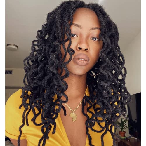 Halythaway Human Hair Loc Extensions 14 Inch - 30 Locs Permanent Dreadlocks for Women & Men (0.4 cm Thin, Natural Black) - Can Be Dyed, Curled & Bleached - Perfect for Protective Styles, Boho Looks & Hair Growth