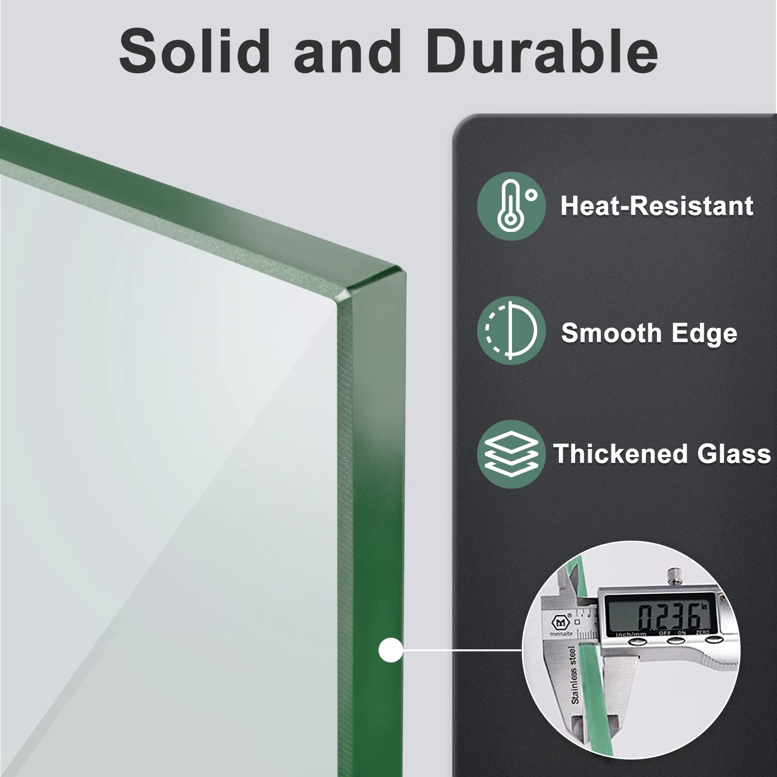 GASPRO 35.5 x 15.5 Inch Tempered Glass Wind Guard for Rectangular Fire Pit Table - Heavy Duty Aluminum Corner Bracket & Non-Slip Rubber Feet - Easy Assembly for Outdoor Patio, Backyard, and Camping Use