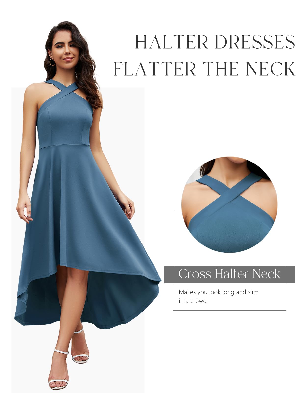 DRESSTELLS Women's Cocktail & Formal Dresses 2025 | Summer Wedding Guest Halter High-Low Party Gown | Perfect for Bridal Showers, Evening Events & Special Occasions