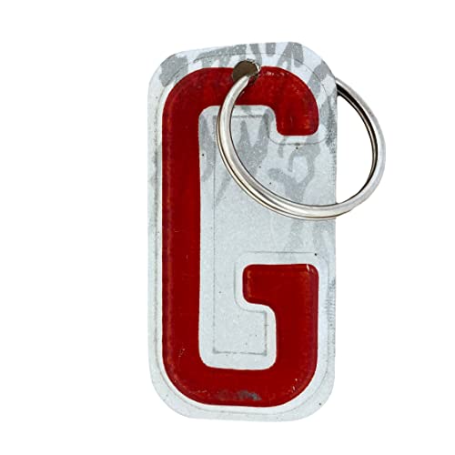 Custom License Plate Letter Keychain - Made in USA - Red Alphabet Keychain for Keys & Bags - Personalized Car Tag (Letter G) - Perfect for Gifts, Car Enthusiasts & Identification