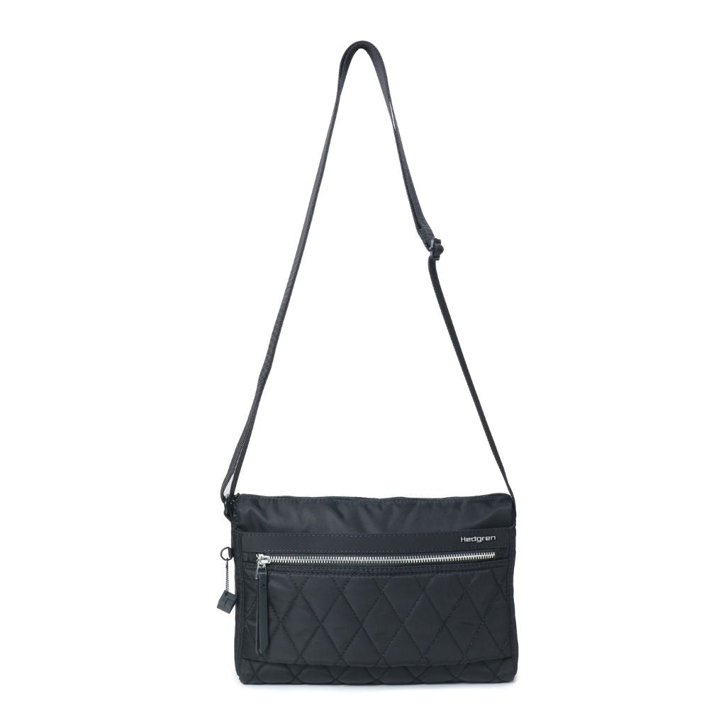 Hedgren Eye Medium RFID Blocking Crossbody Bag - Quilted Black Leather Purse for Women | Travel, Work & Everyday Use