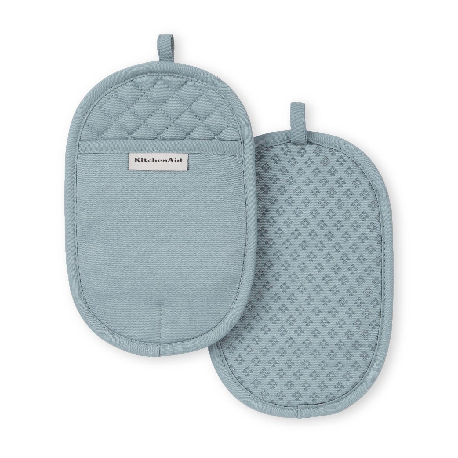 KitchenAid Asteroid Pot Holder Set of 2 - Heat Resistant Oven Mitts, 6.5x10 Inch Blue Silicone Trivet for Hot Pots & Pans - Perfect for Cooking, Baking & Serving in Kitchen