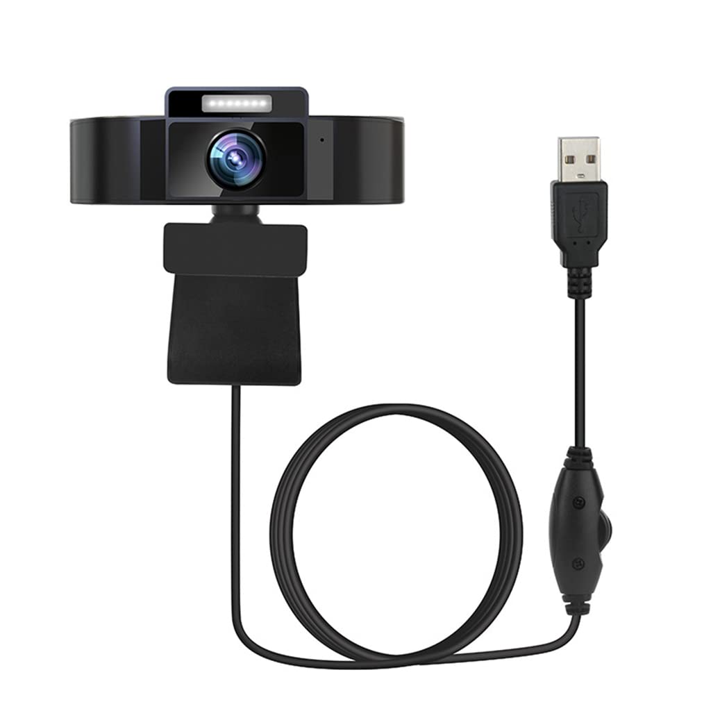 Paopaoldm 1080P/2K/4K Webcam with Built-in Mic, USB Fill Light, Autofocus & Noise Reduction - Perfect for Video Teaching, Live Streaming, Zoom Meetings & Online Conferences (Includes Desk Tripod & Floor Stand)