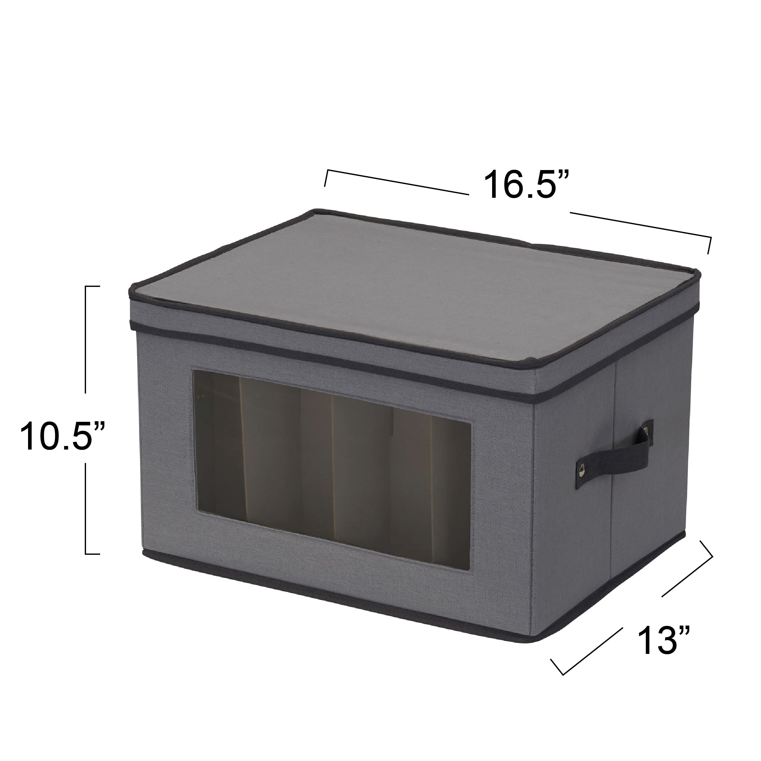 Gray Stemware Storage Box - Durable Glassware Organizer for Wine Glasses & Crystal - Perfect for Kitchen, Dining Room, or Bar Organization