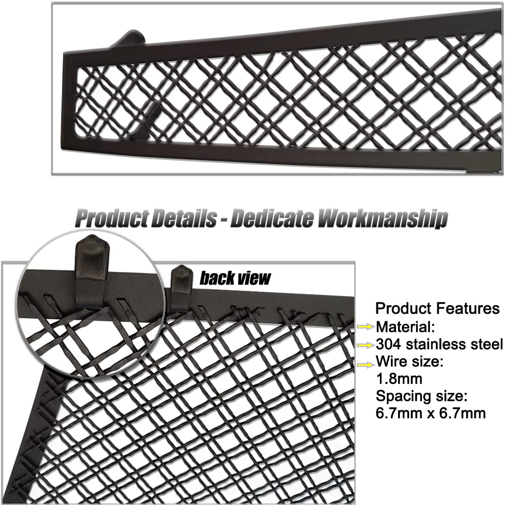2008-2013 Cadillac CTS & 2011-2013 CTS Coupe Black Stainless Steel Double Wire Mesh Grille Insert - Direct Fit Replacement Part for Enhanced Front End Style & Protection (Perfect for Car Enthusiasts & Custom Upgrades)