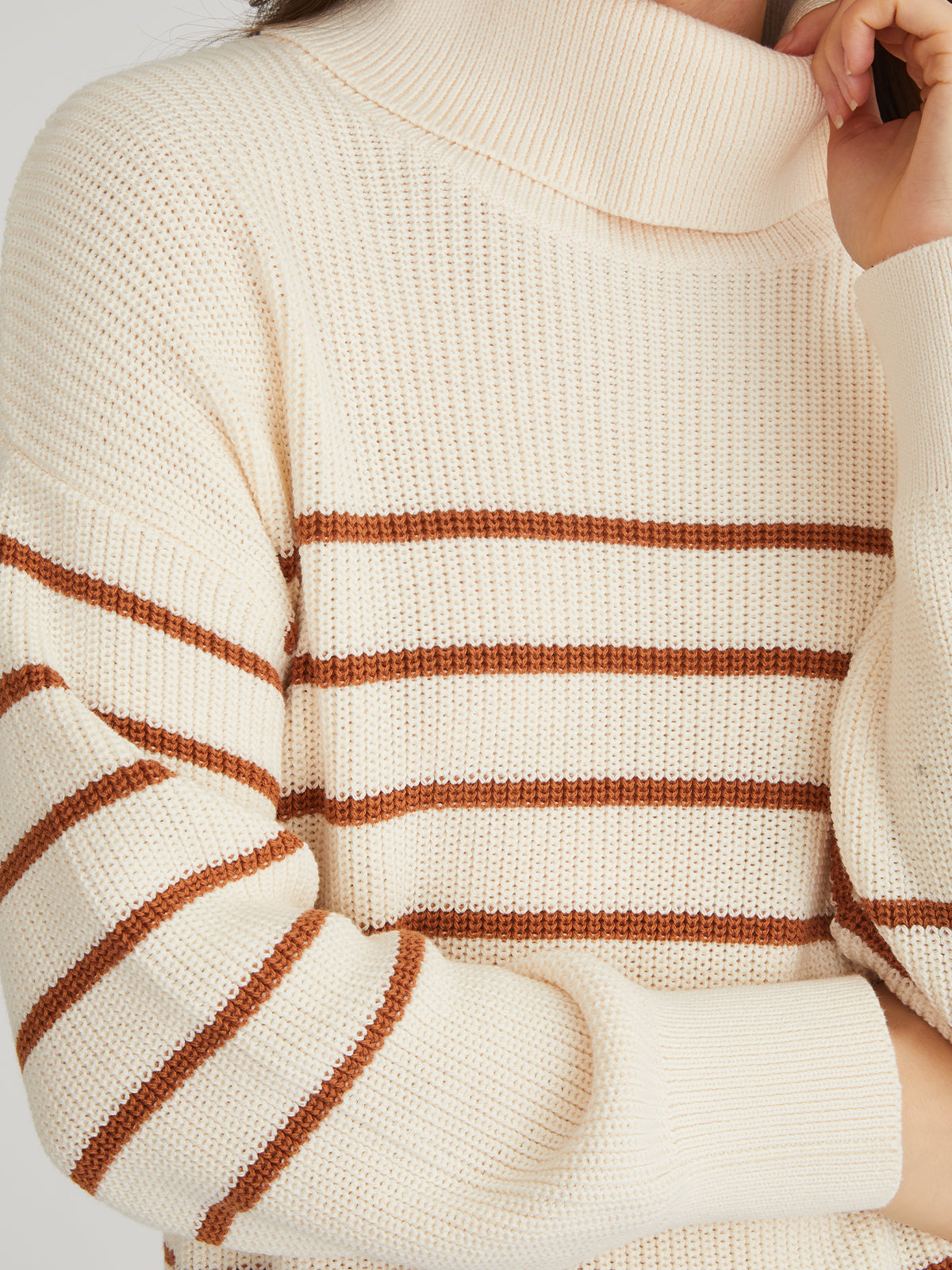 Elise: Oversized Striped Turtleneck Sweater for Women | Cozy Winter Pullover | Perfect for Office, Date Night & Casual Outings