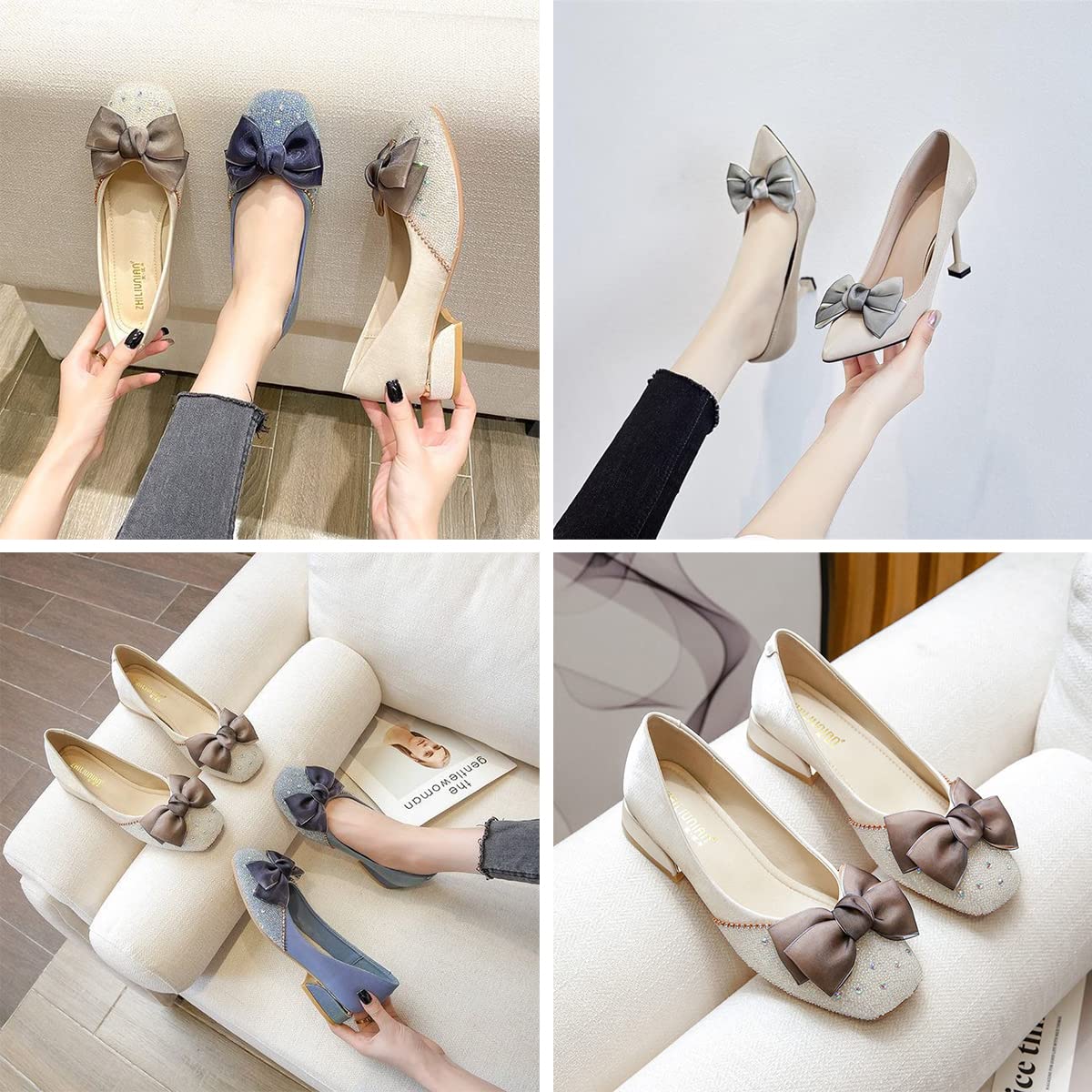 Elegant Detachable Organza Bow Shoe Clips for Women & Girls - Wedding, Party, Pumps, Hat & Bag Accessories (2-Piece Set) - Perfect for Bridal Shoes, Prom, and Special Occasions