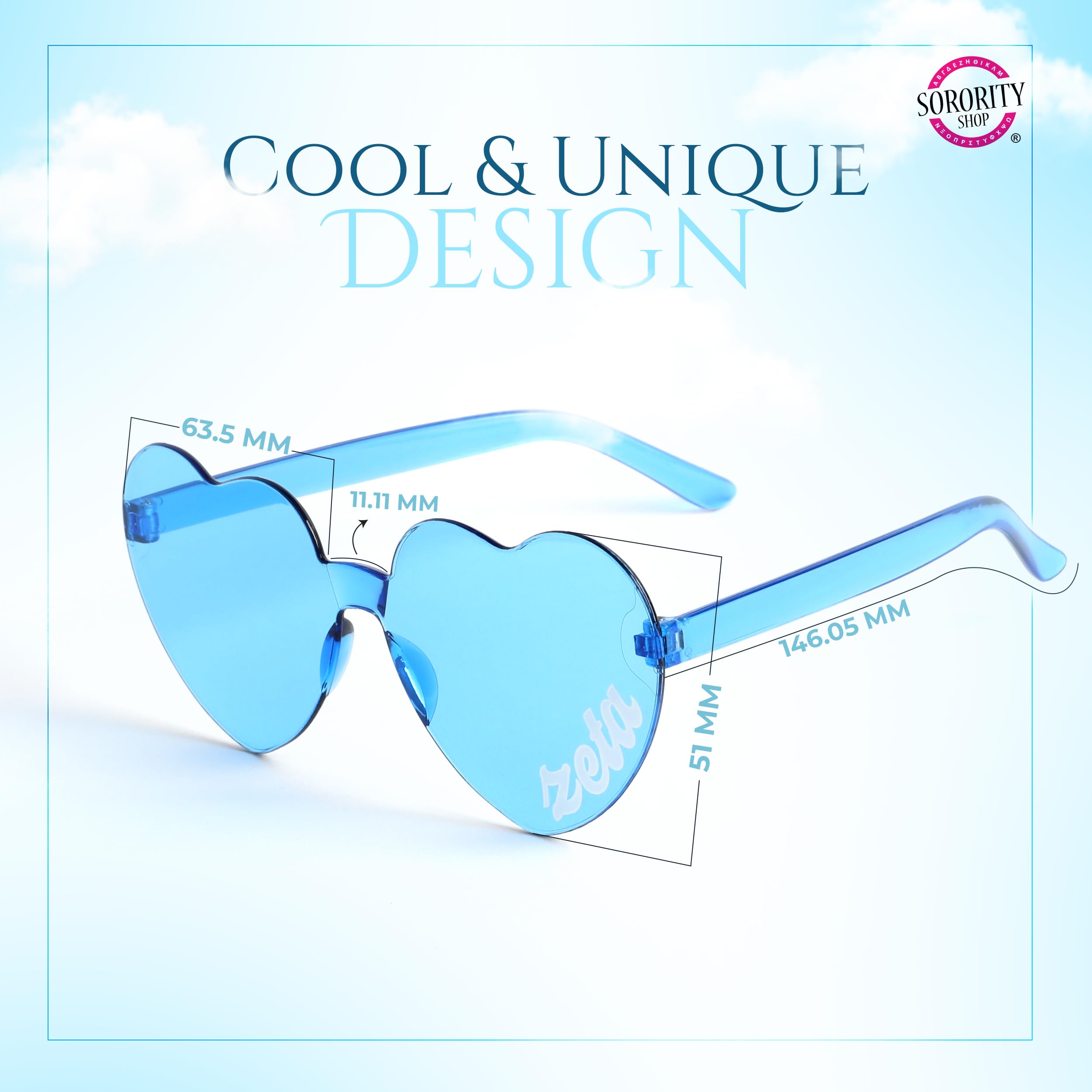Sigma Sigma Sigma Sorority Sunglasses - Heart Shaped SSS Logo Sunglasses for Greek Life, Big Little Gifts | Perfect for Sorority Events, Beach Days & Sisterhood Photos