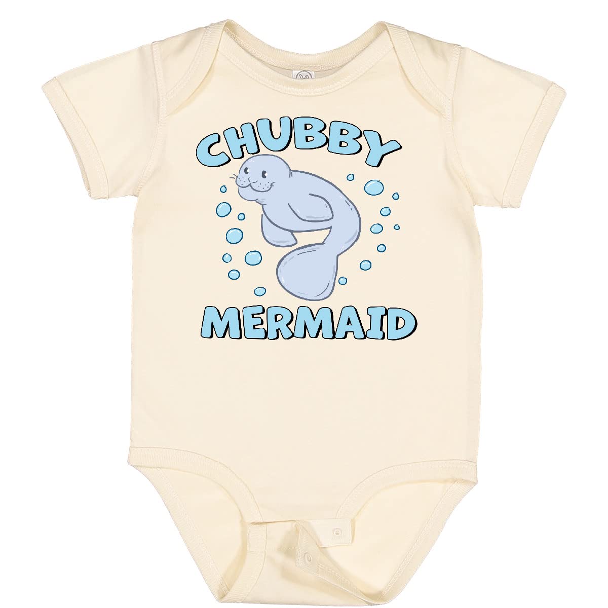 Inktastic Chubby Mermaid with Cute Manatee and Bubbles Baby Bodysuit - Adorable Infant Onesie for Beach Trips, Pool Parties & Mermaid-Themed Photoshoots