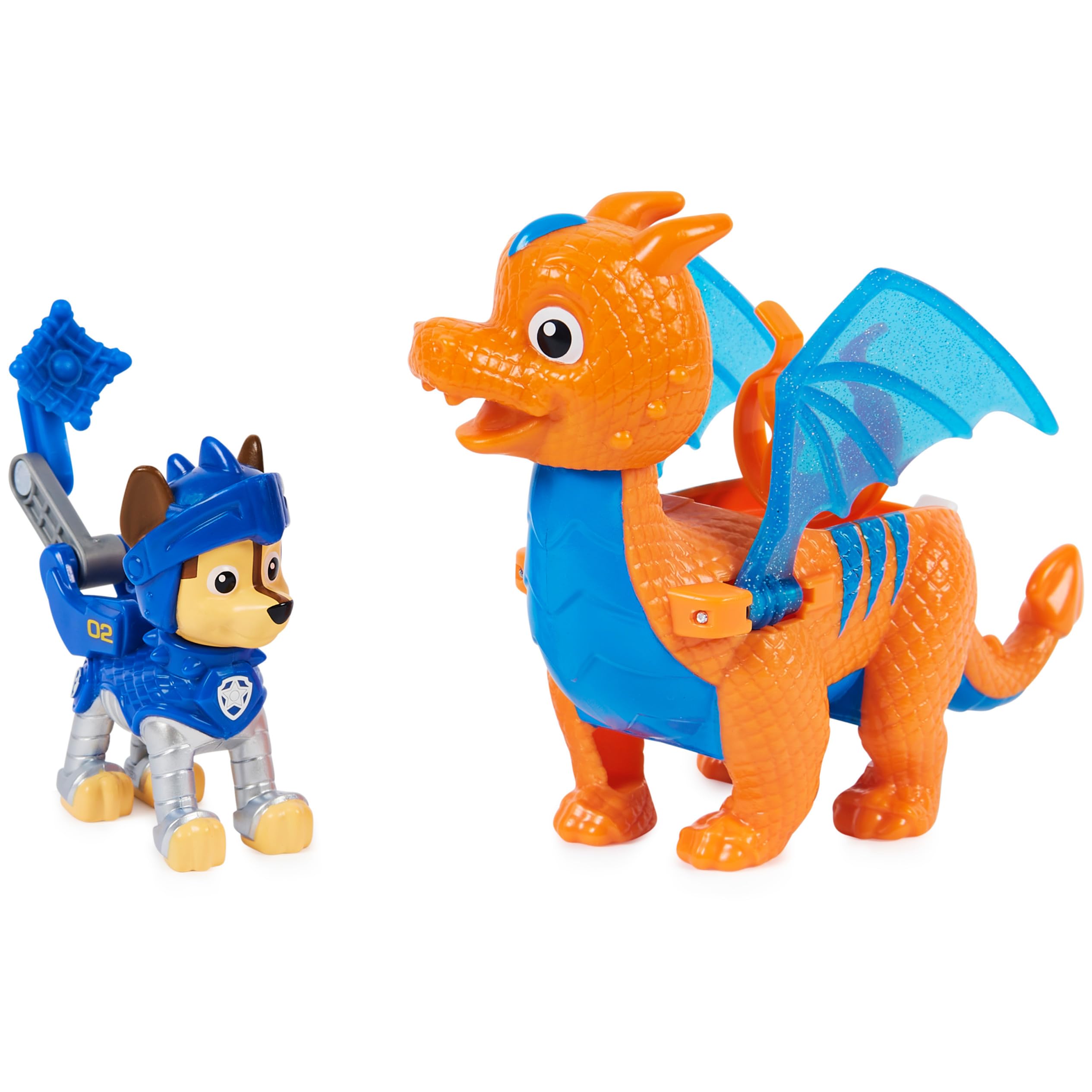 Paw Patrol Rescue Knights Chase & Dragon Draco Action Figures Set - Kids Toys for Ages 3+ | Birthday Gifts, Role Play, Adventure Storytelling