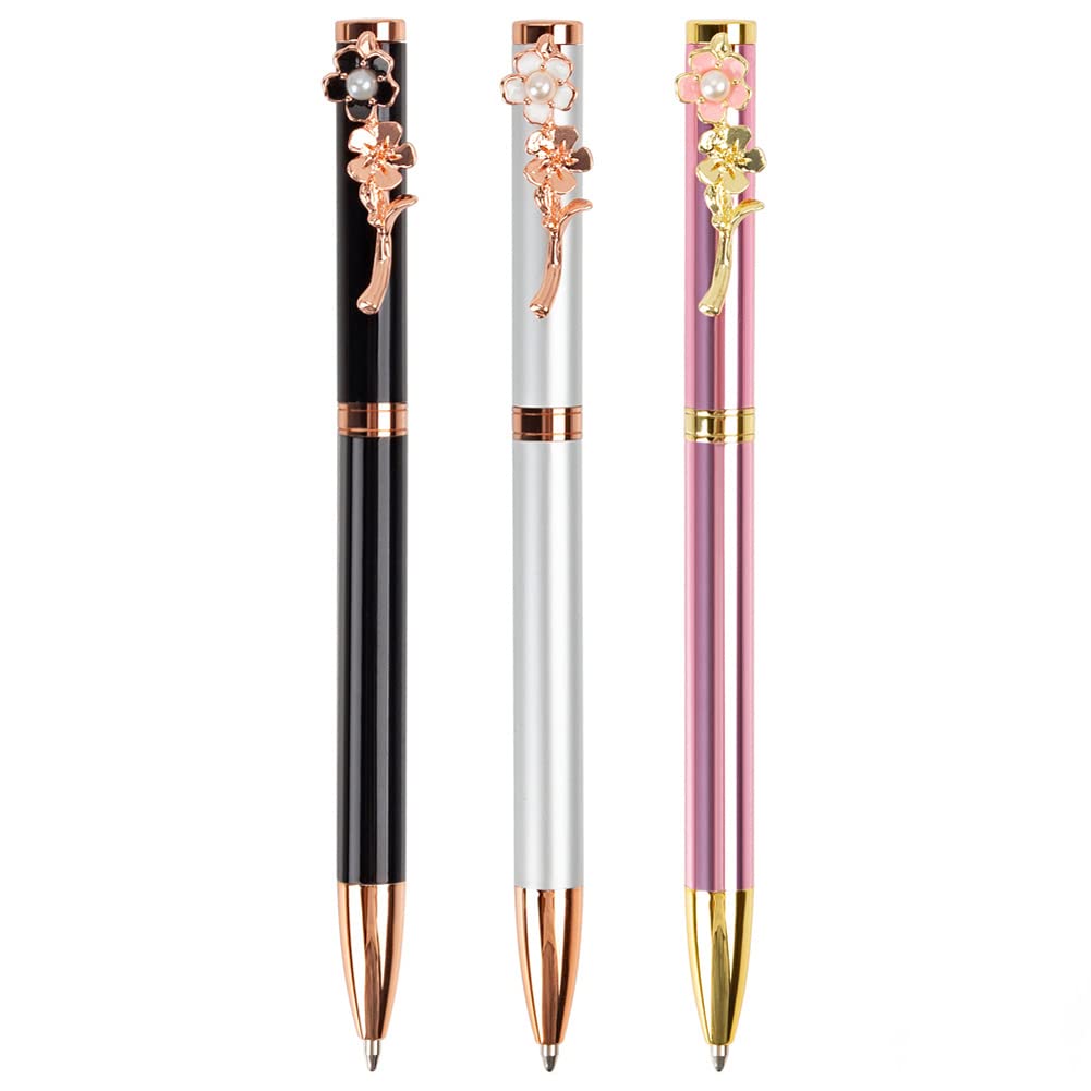 3-Pack Premium Metal Ballpoint Pens for Daily Writing, Journaling & Office Use - Stylish Fashion Pens with Metal Clip (Multicolor) - Perfect Gift for Students, Professionals & Stationery Lovers