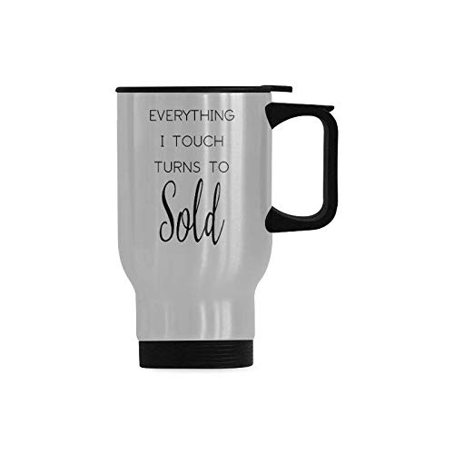 Stainless Steel Vacuum Insulated Travel Coffee Mug - 14oz Realtor Gift Thermos for Hot & Cold Drinks - Perfect for Commuting, Office & Outdoor Adventures