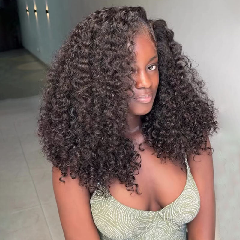 Eullair 250% High Density Water Curly Bob Wig - Medium Length Human Hair Lace Frontal Wig for Women (EW011) | Natural Look for Daily Wear, Cosplay & Special Occasions