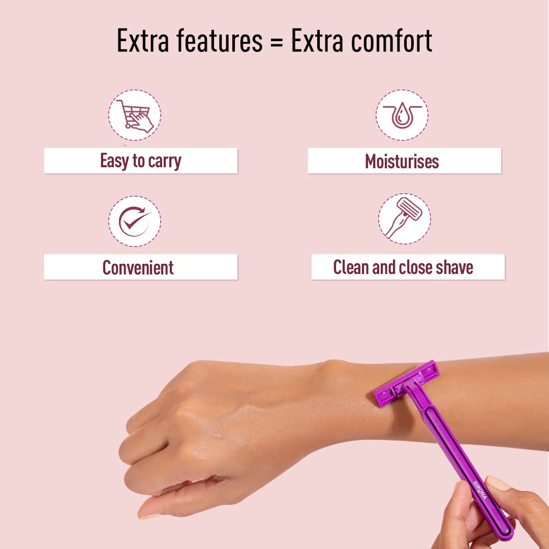 Sirona Women's Disposable Razors for Smooth Skin - 5 Pack with Aloe Vera for Sensitive Areas, Legs, Arms & Bikini Line - Perfect for Travel, Gym & Quick Hair Removal at Home